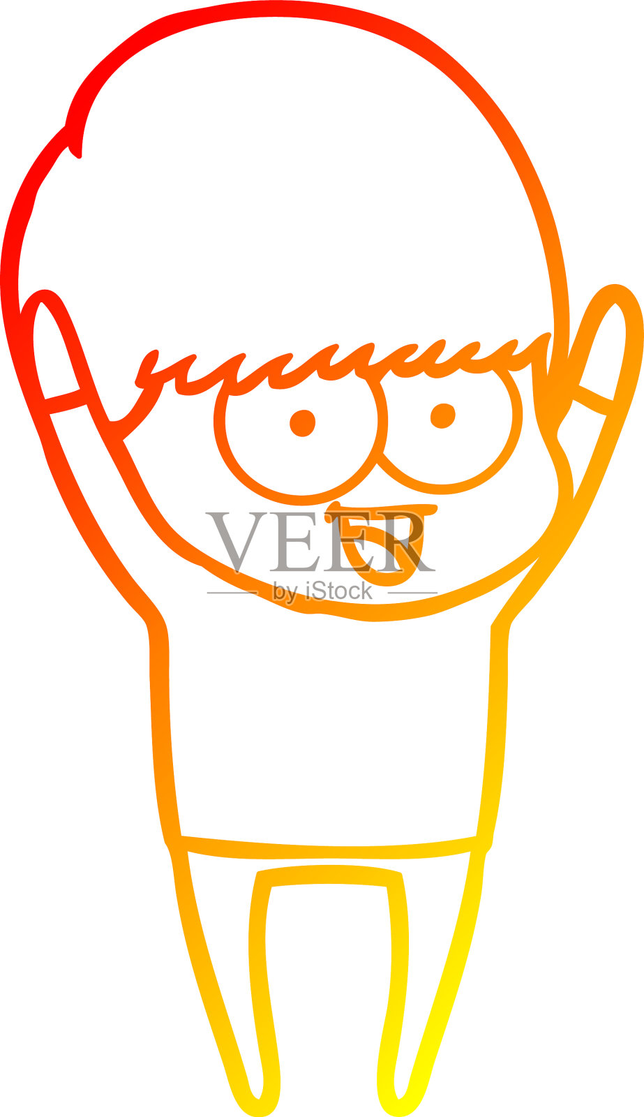 温暖的梯度线画出快乐的卡通男孩设计元素图片