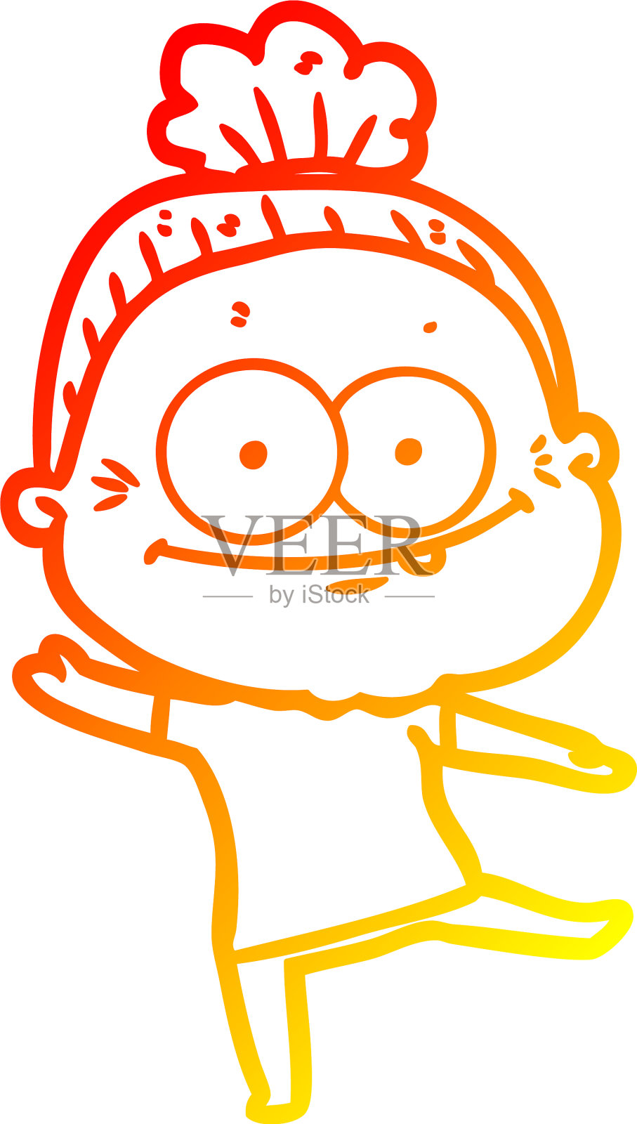 温暖的梯度线画卡通快乐的老奶奶设计元素图片