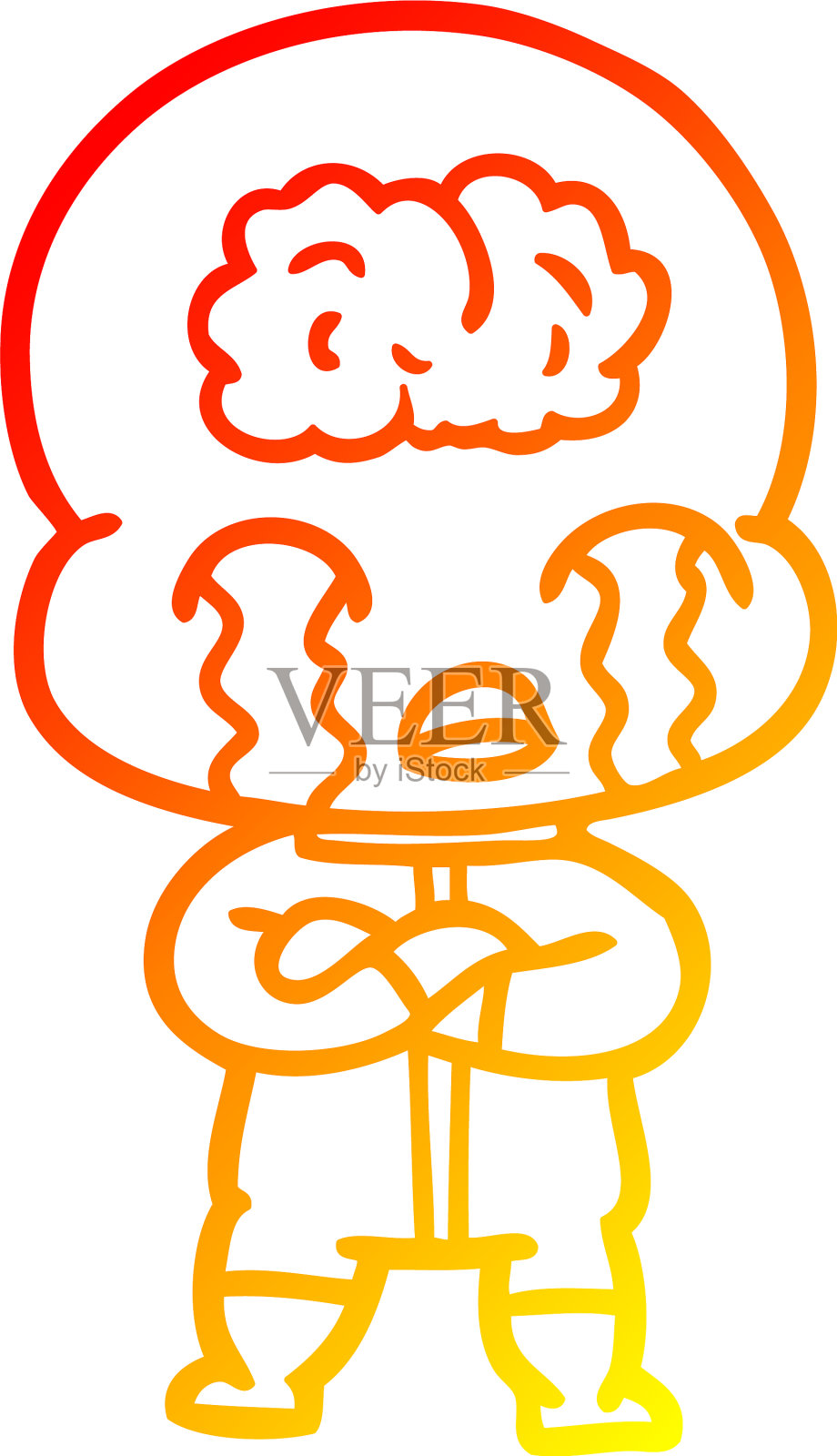 暖梯度线画卡通大脑设计元素图片