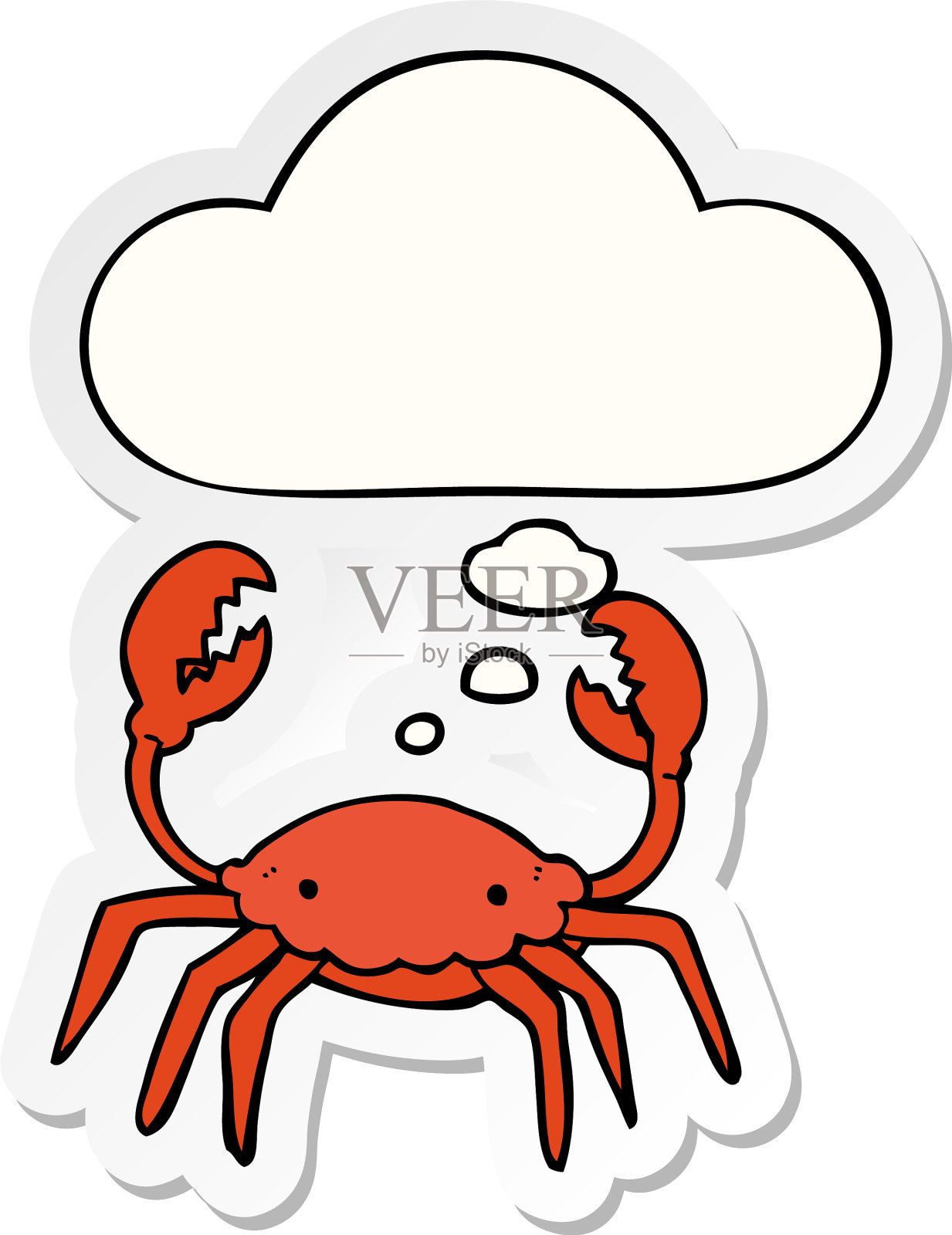 卡通螃蟹和思想泡沫作为一种印刷设计元素图片