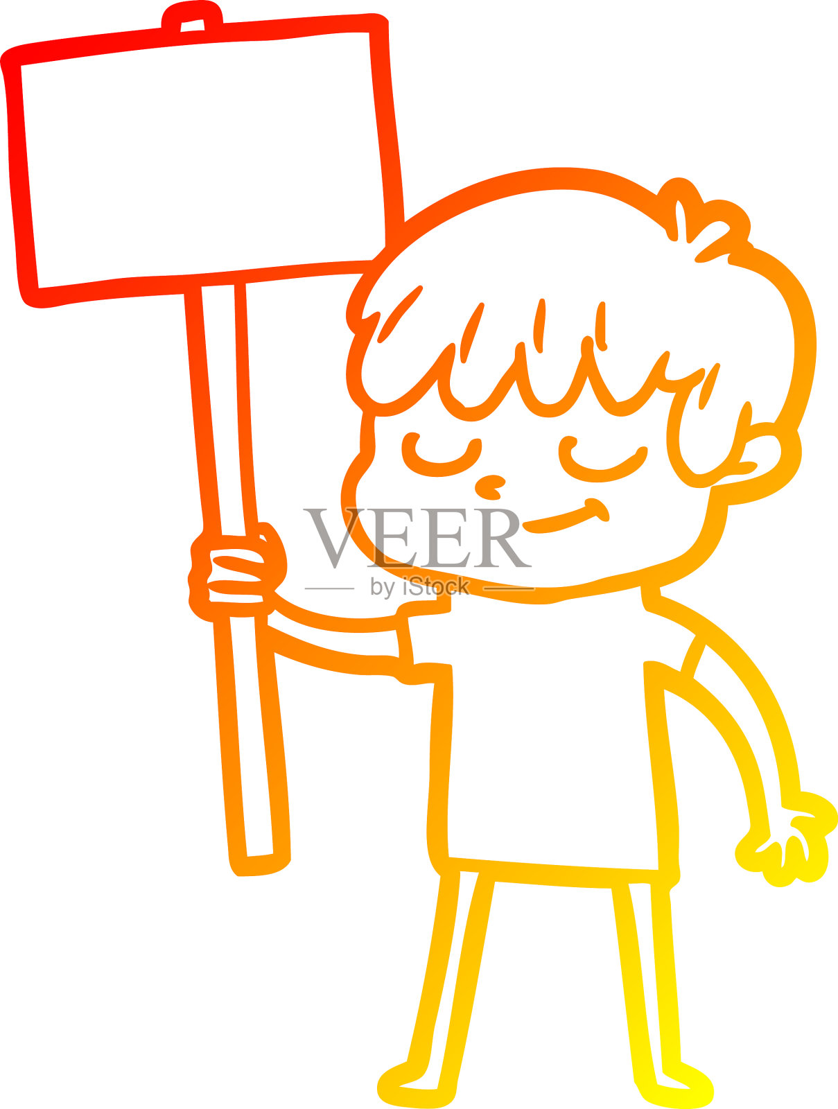 温暖的梯度线画卡通快乐的男孩设计元素图片