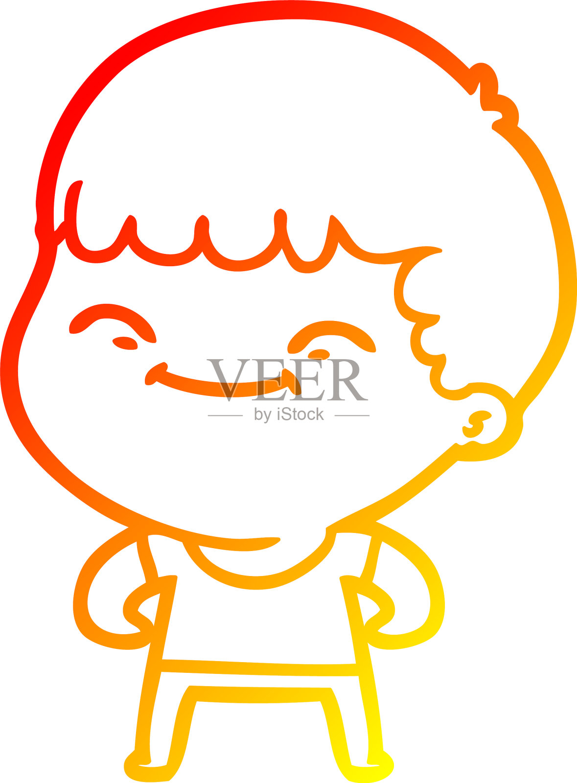 温暖的梯度线画卡通快乐的男孩设计元素图片