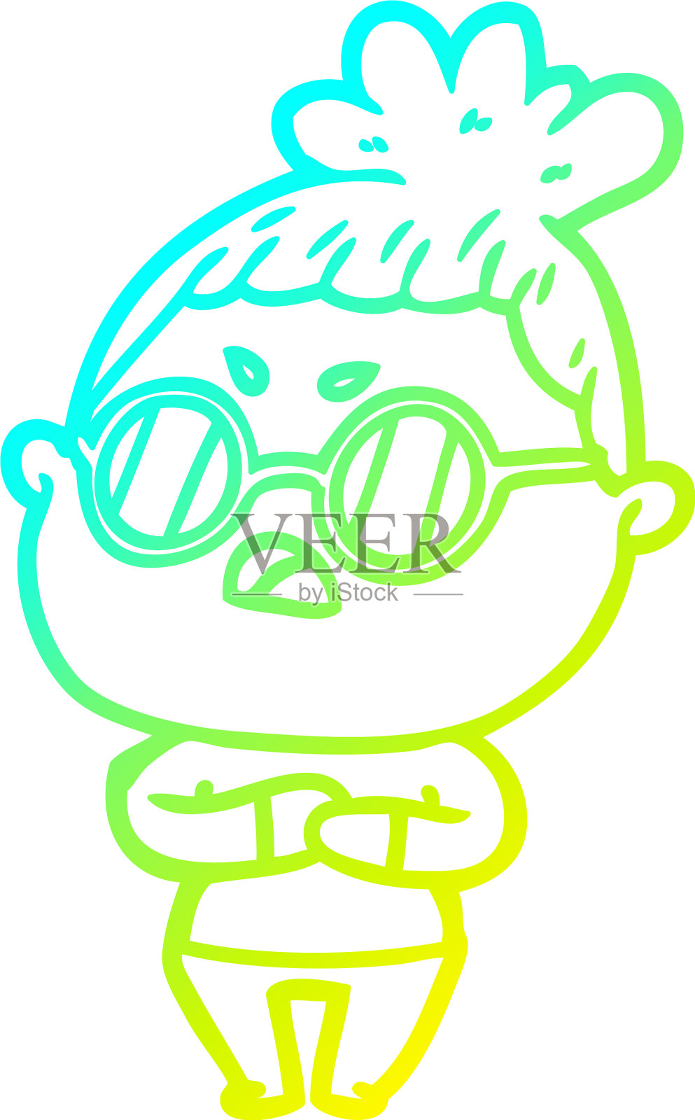 冷梯度线画卡通烦女人设计元素图片