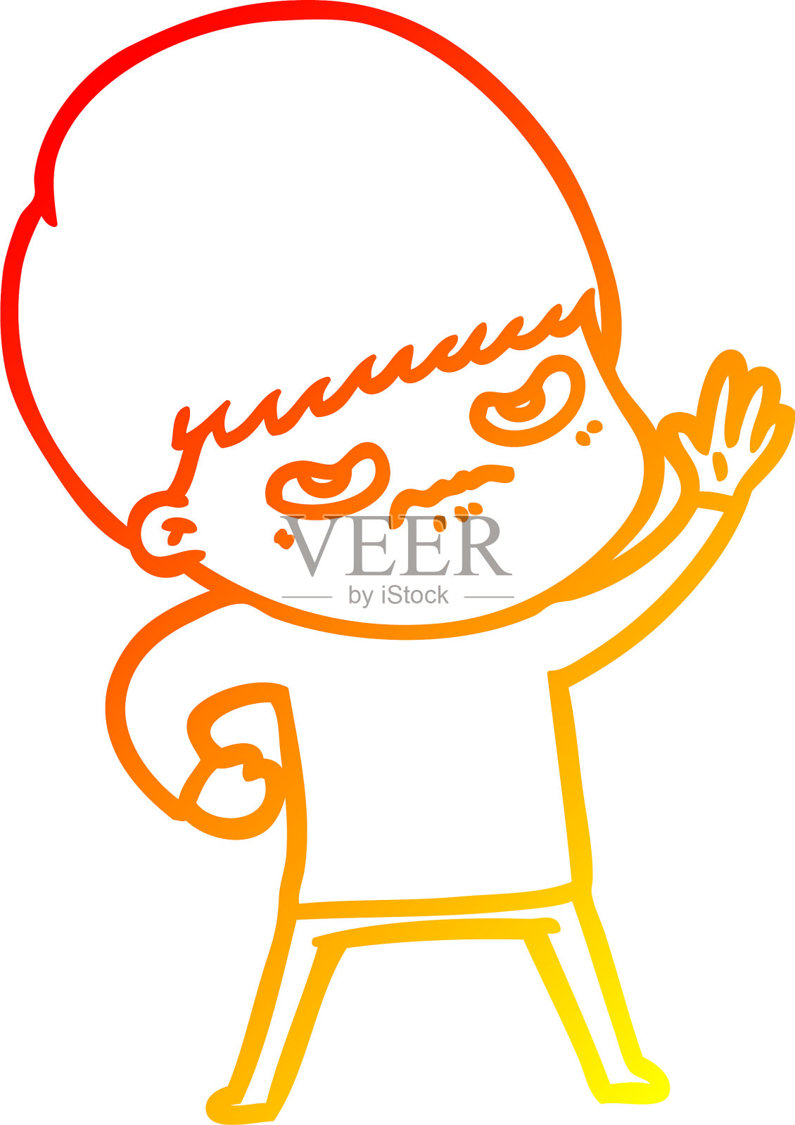 温暖的梯度线画愤怒的卡通男孩设计元素图片