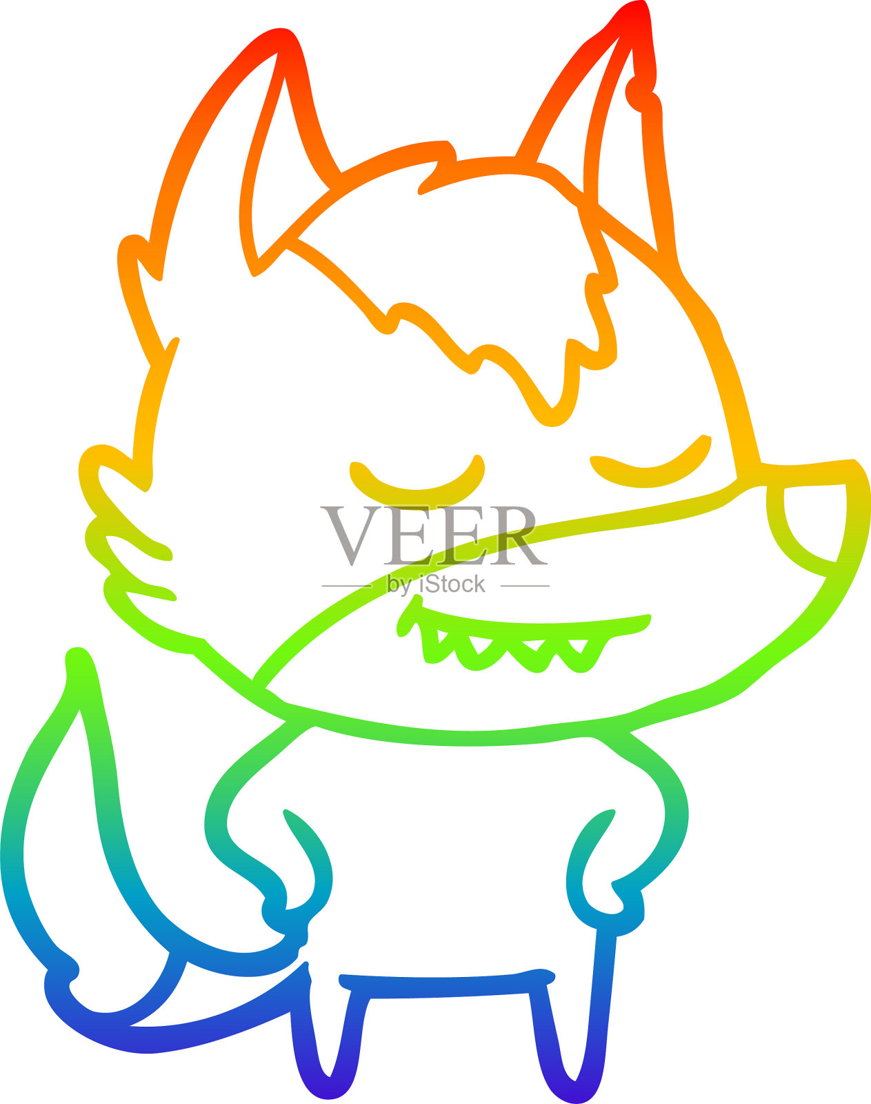 彩虹渐变线绘制友好卡通设计元素图片