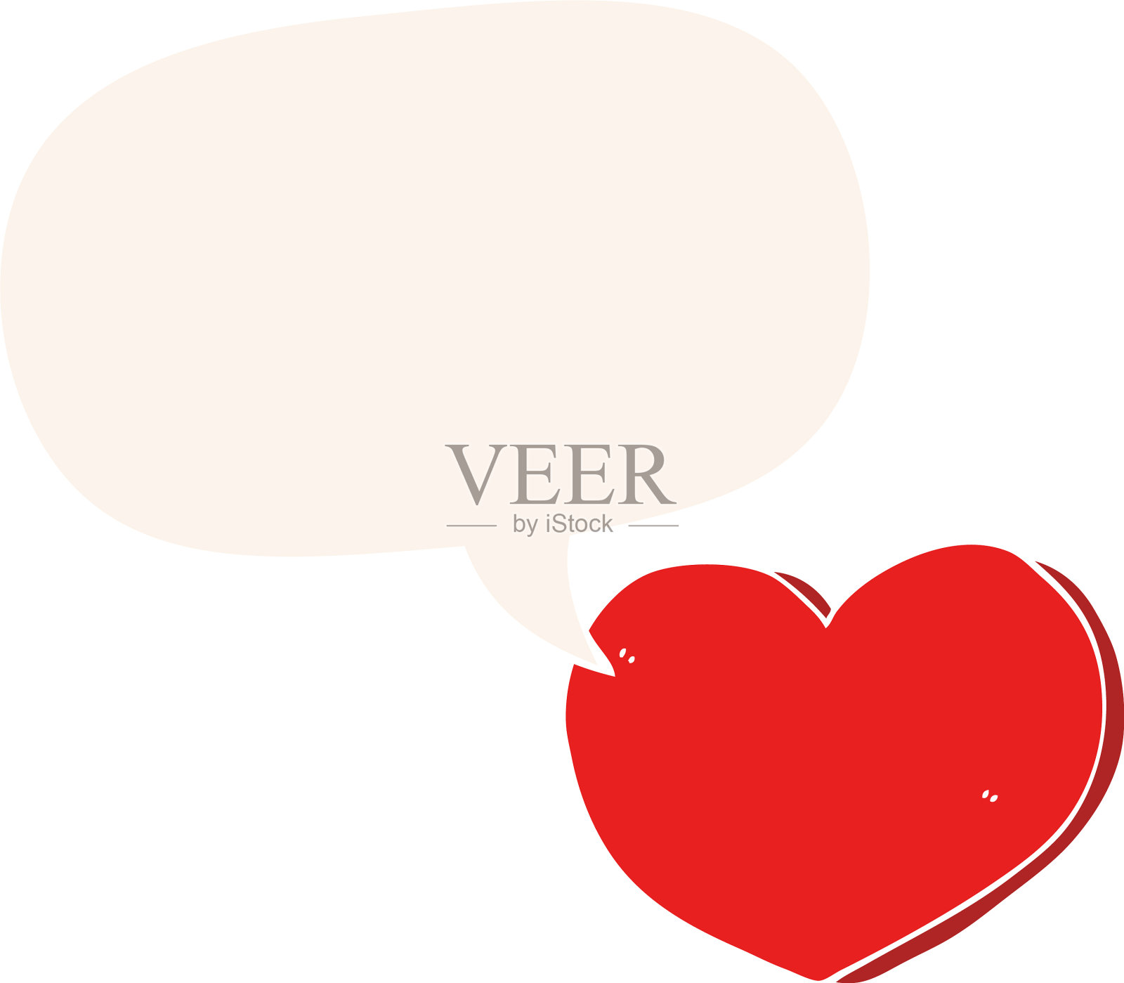 卡通爱心和话语泡泡在复古设计元素图片