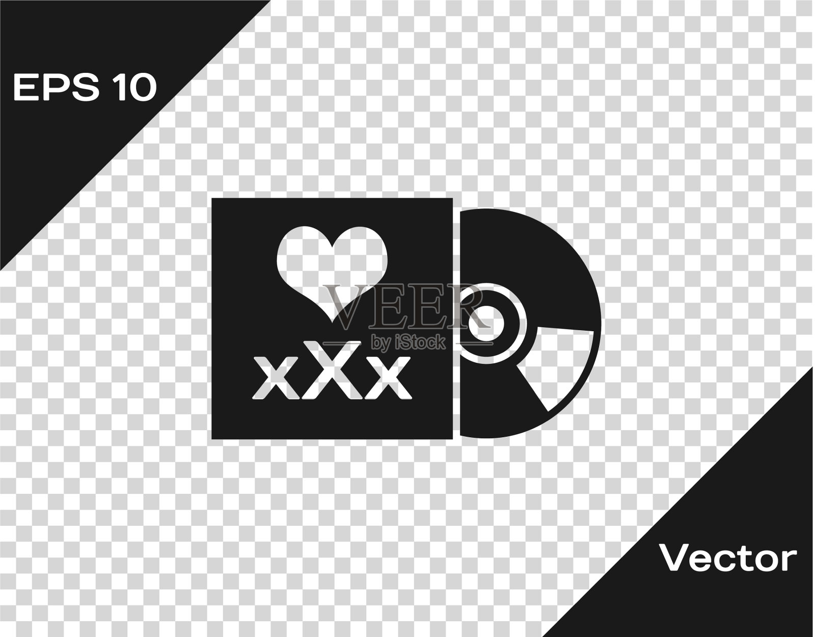 灰色圆盘与铭文XXX图标隔离插画图片素材