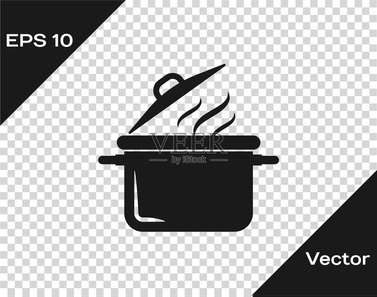 灰色烹饪锅图标孤立在透明插画图片素材