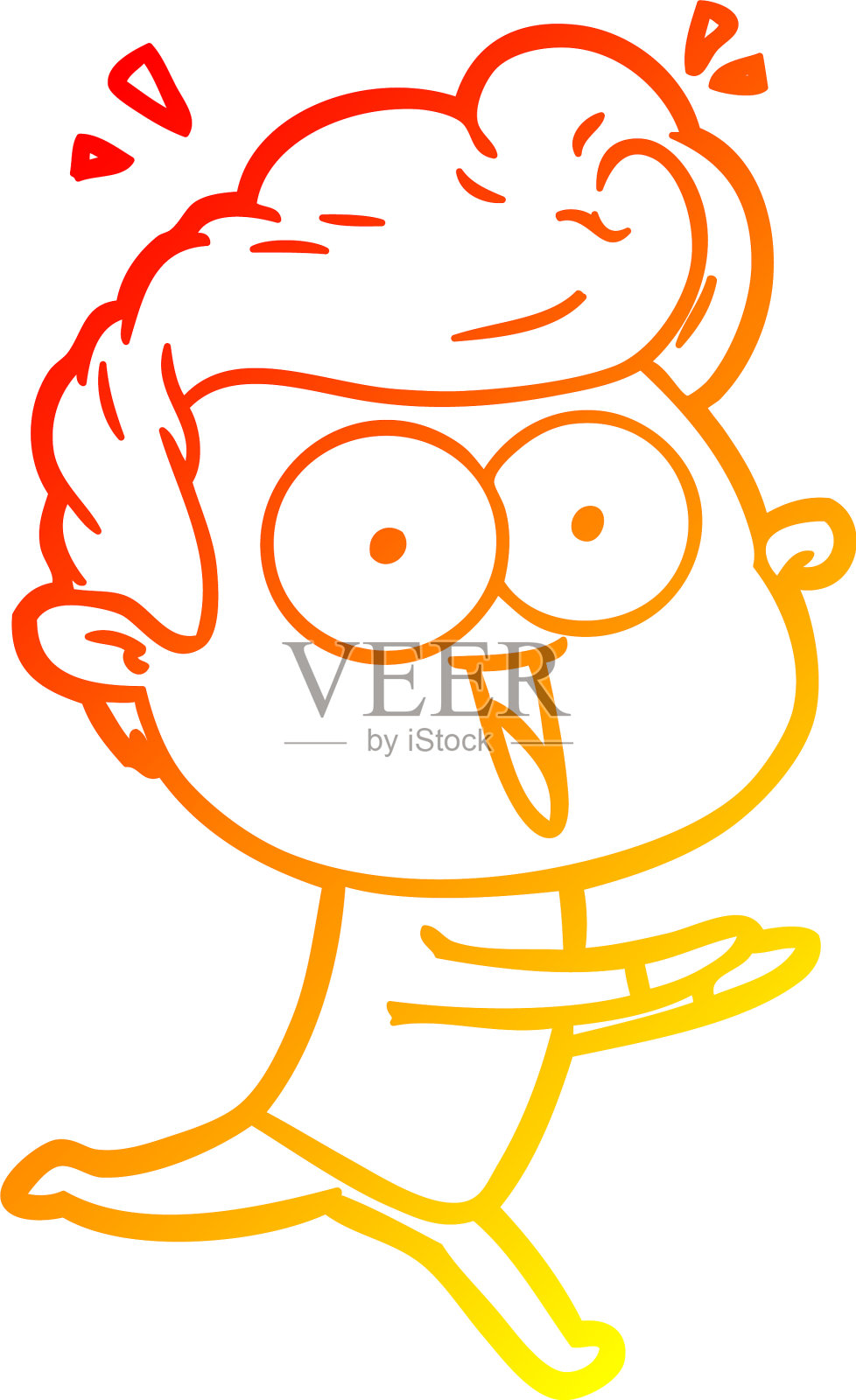 温暖的梯度线画卡通盯着男人设计元素图片