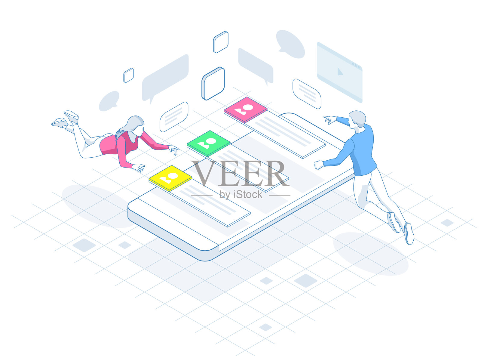 社交媒体网络让人们在各地联系插画图片素材