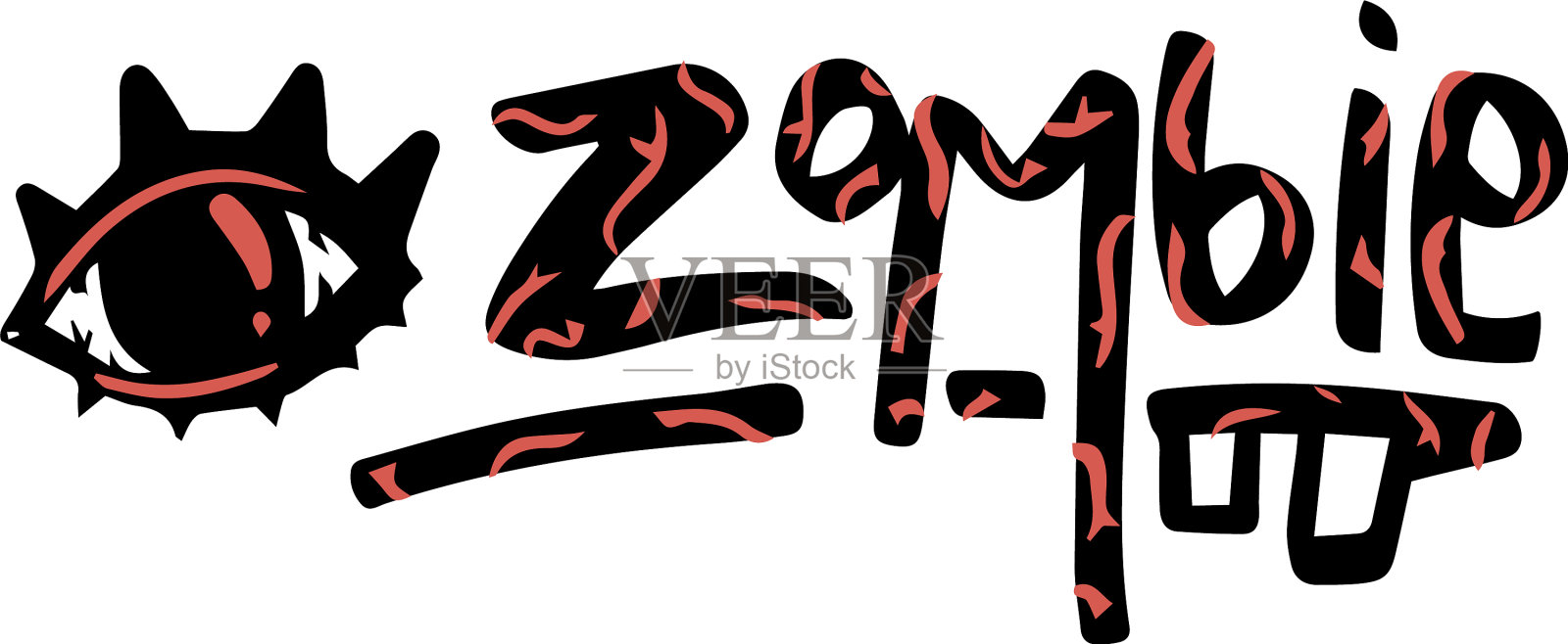 带有僵尸眼的手绘卡片设计元素图片