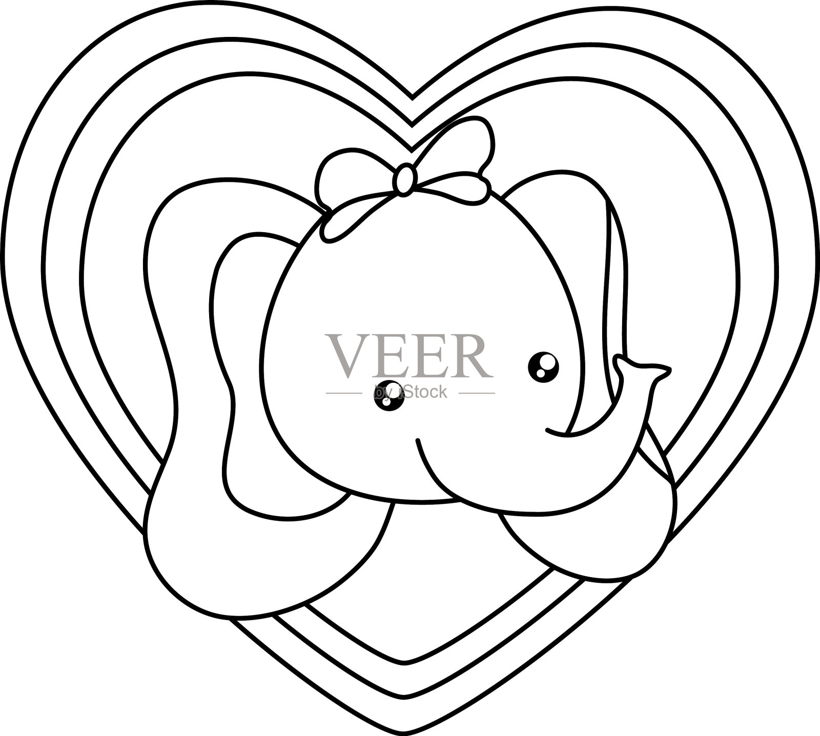 脑袋可爱的小象贝恩心设计元素图片