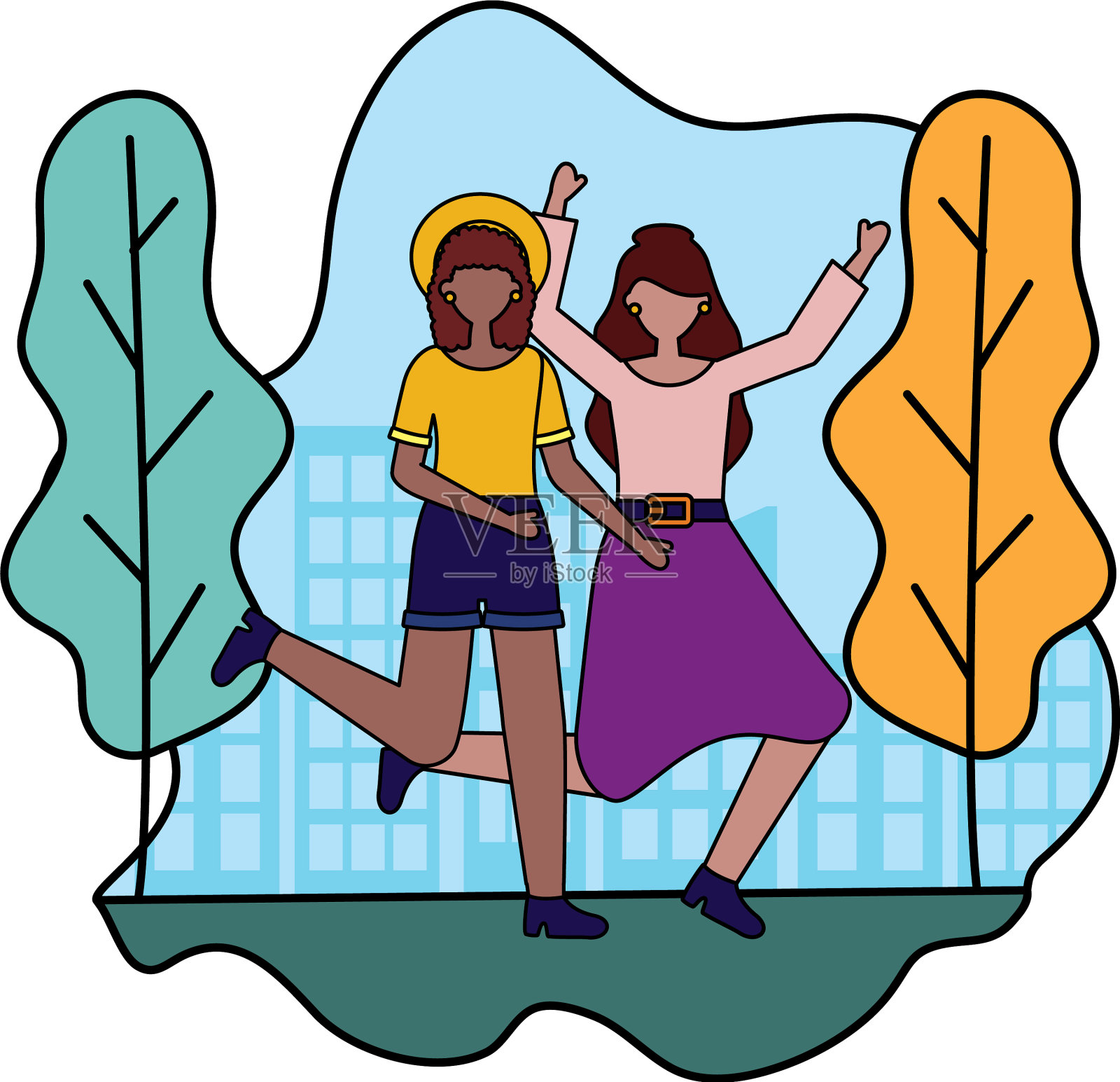 在城市公园里庆祝的妇女设计元素图片