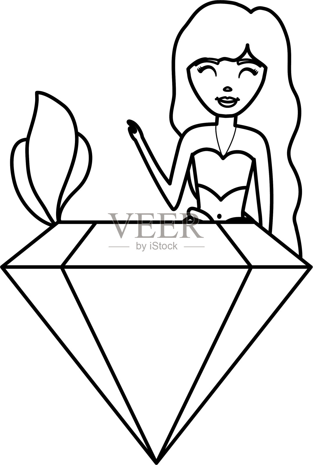 可爱的童话美人鱼与钻石设计元素图片