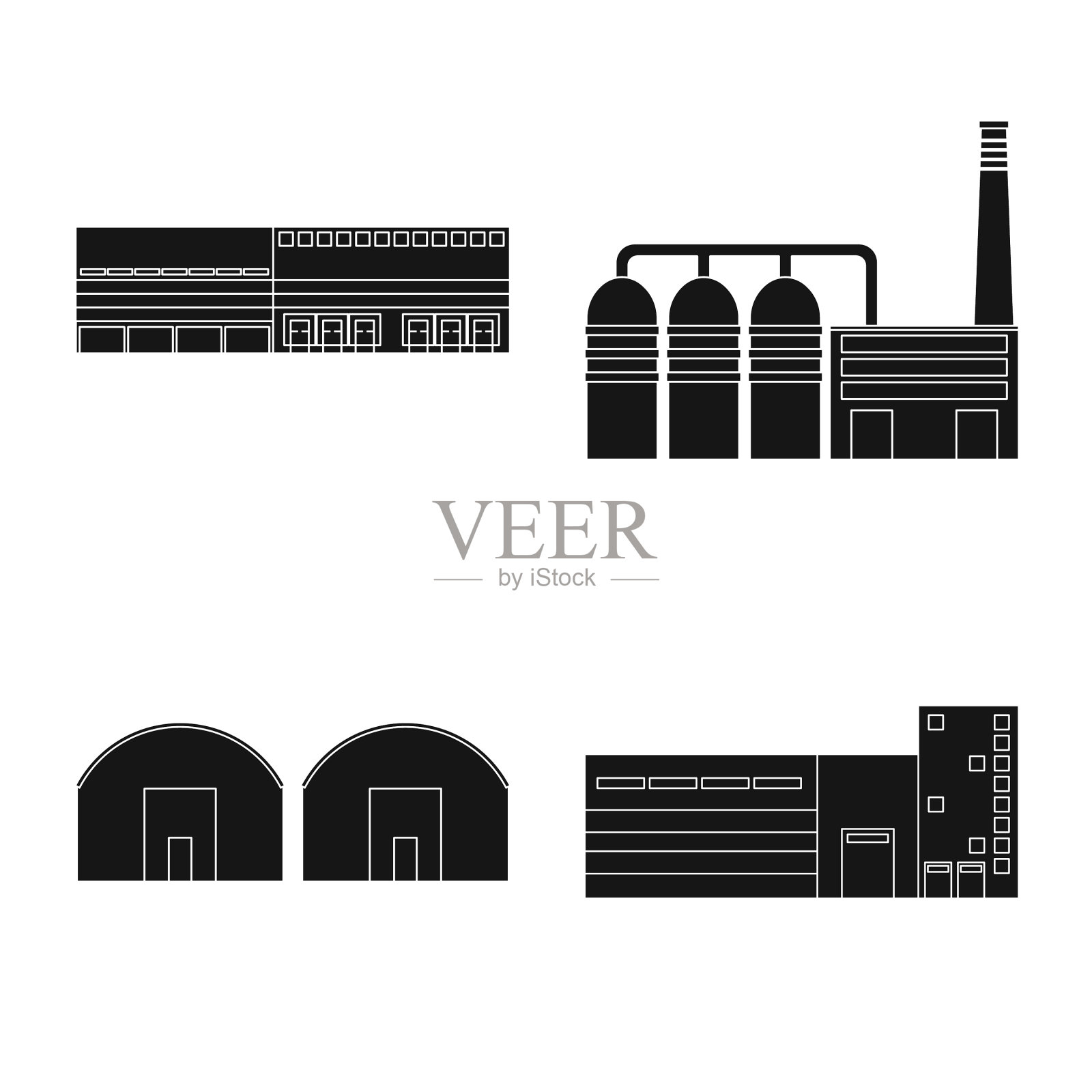 孤立的对象体系结构和技术图标素材