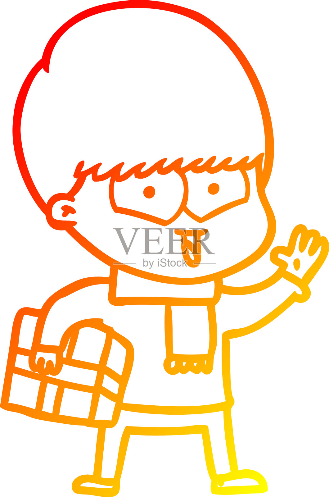 温暖的梯度线画卡通快乐的男孩设计元素图片