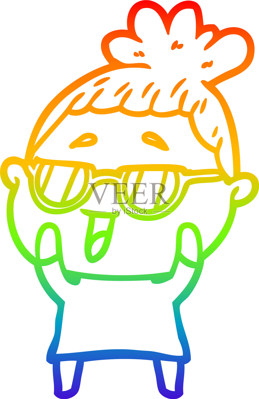 彩虹梯度线画卡通幸福女人设计元素图片