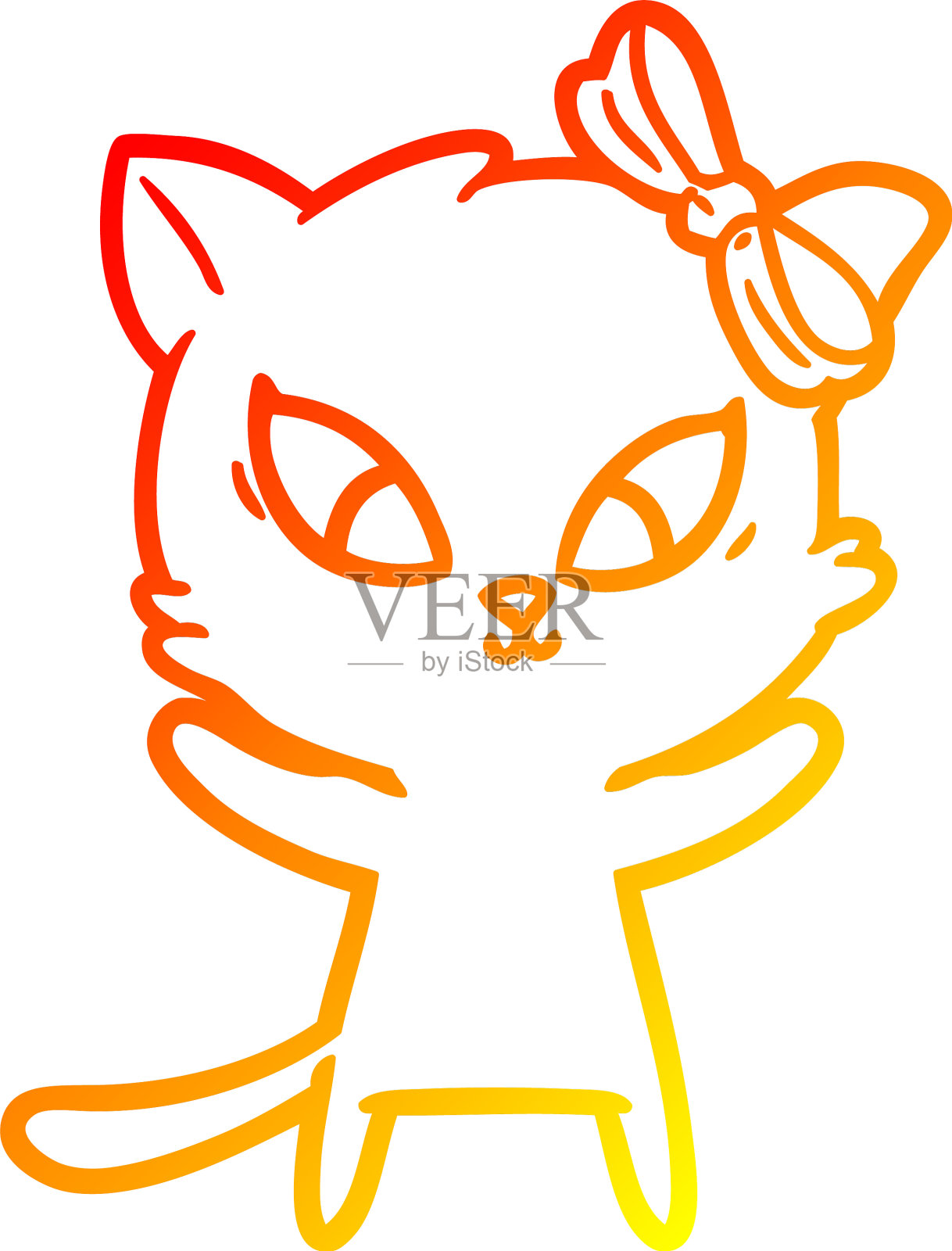 温暖的梯度线画卡通猫设计元素图片