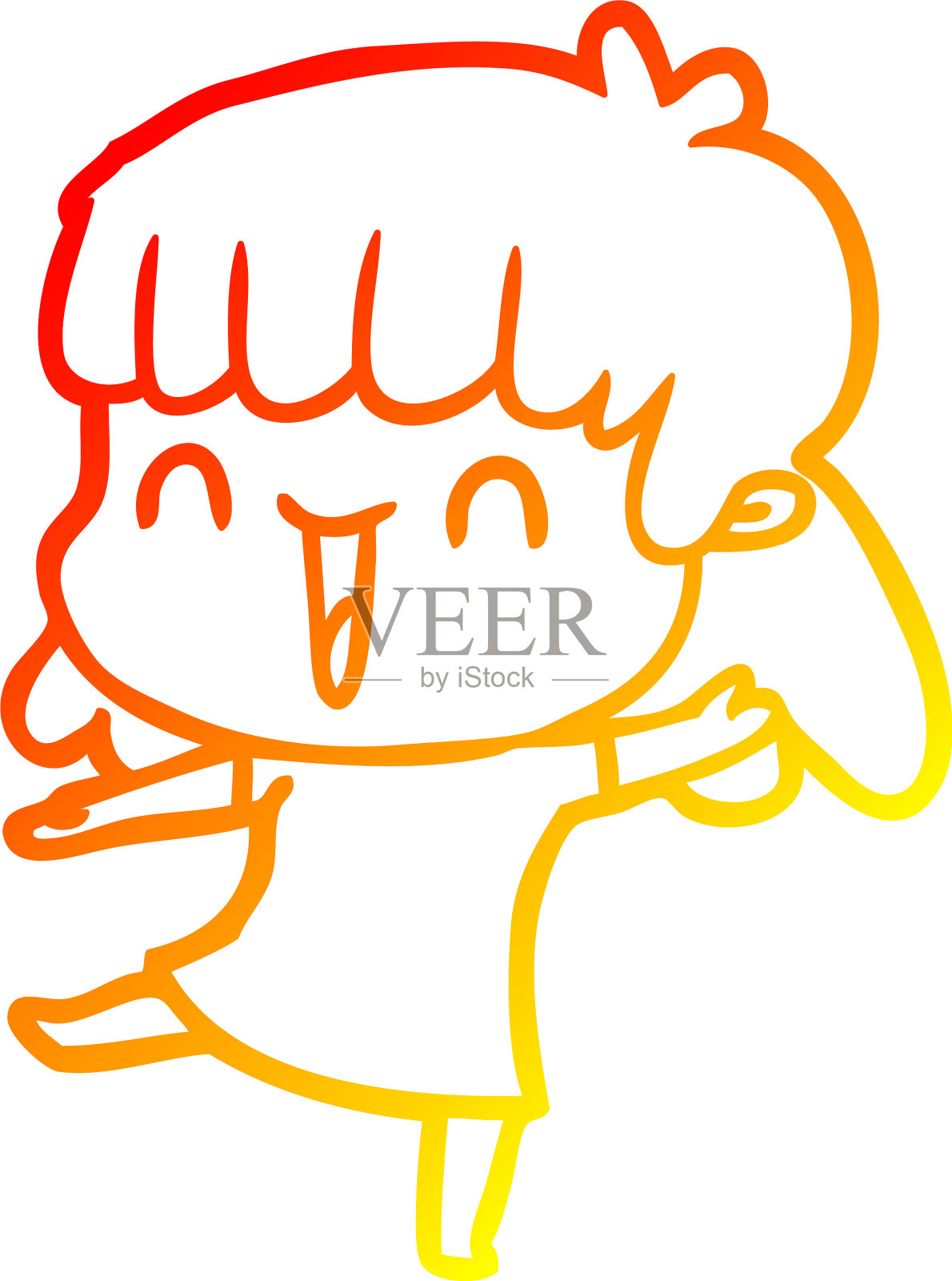 温暖的梯度线画卡通女人设计元素图片