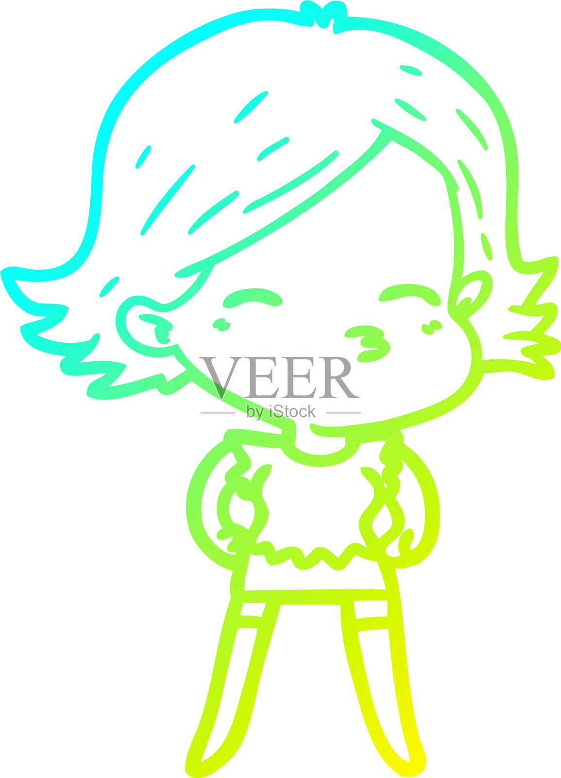 冷梯度线画卡通女人设计元素图片