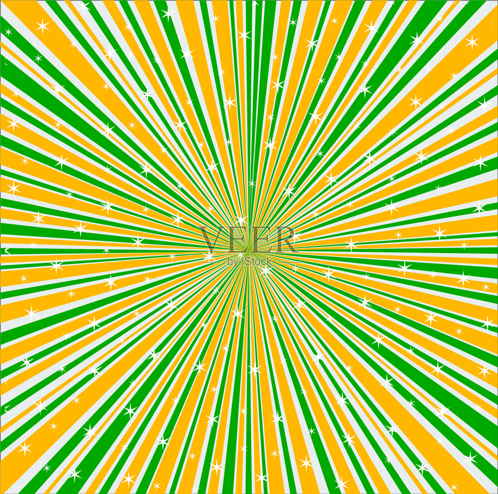 绿、橙、白与射线背景同插画图片素材