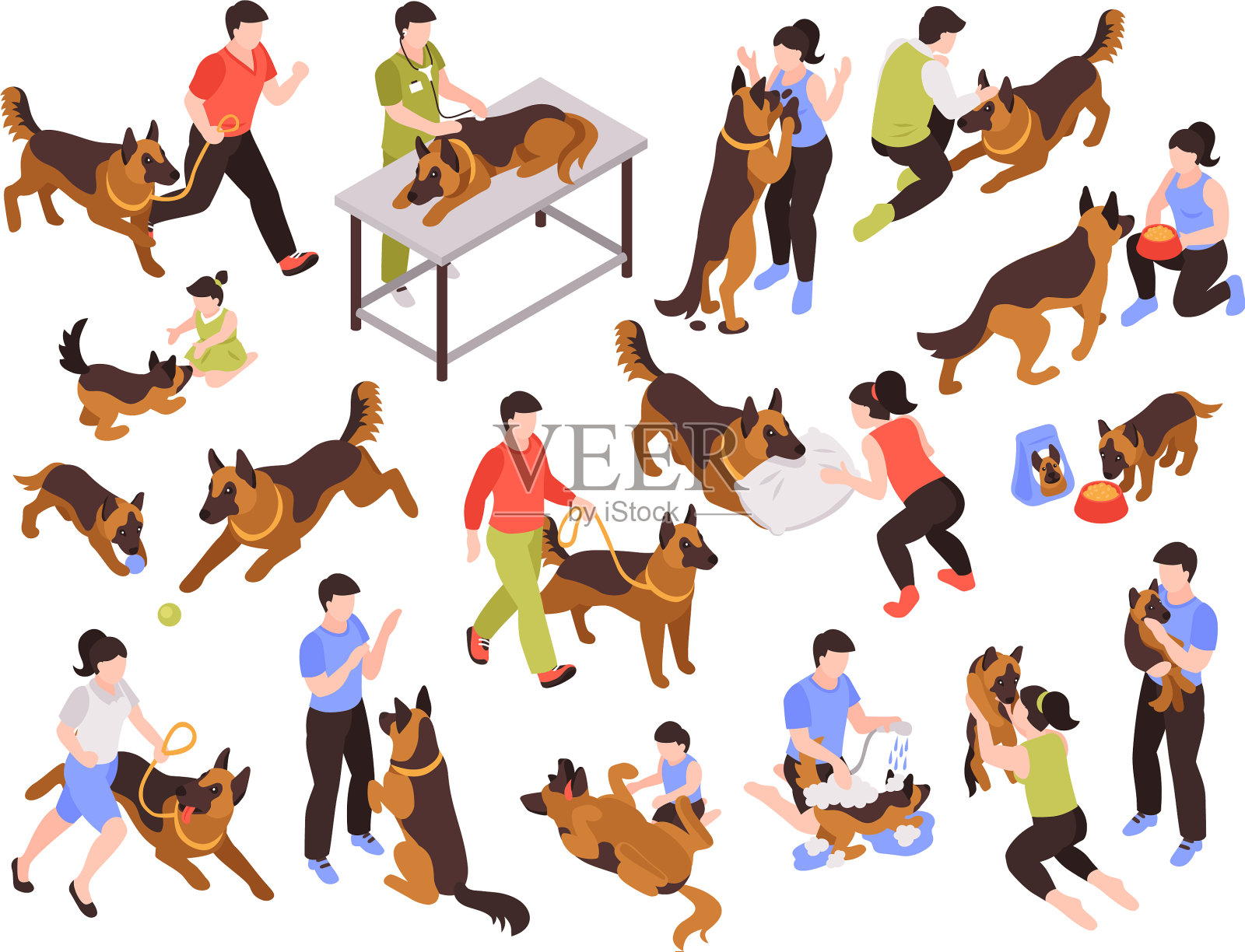 人和狗集合设计元素图片