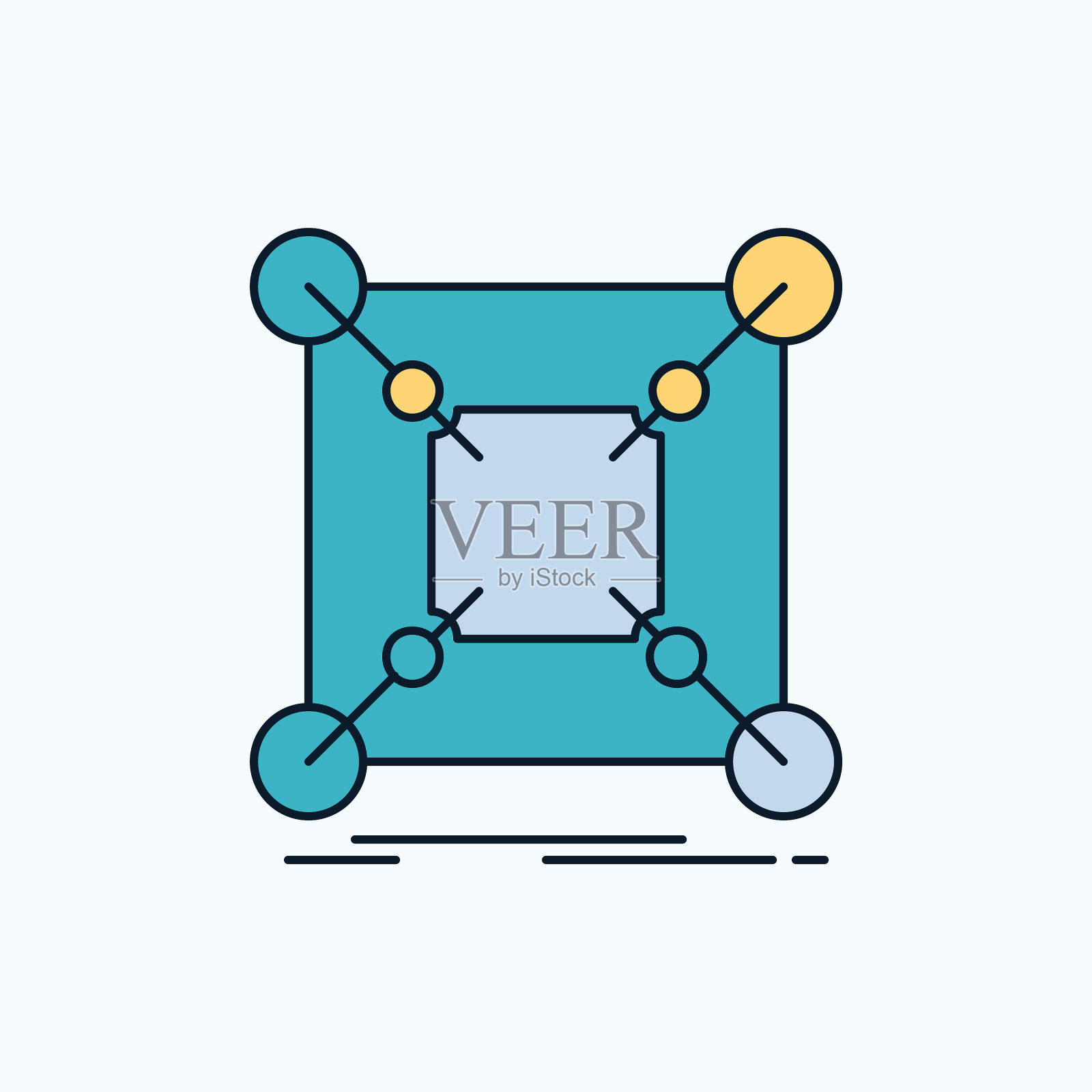 基地中心连接数据集线器平面图标绿色插画图片素材