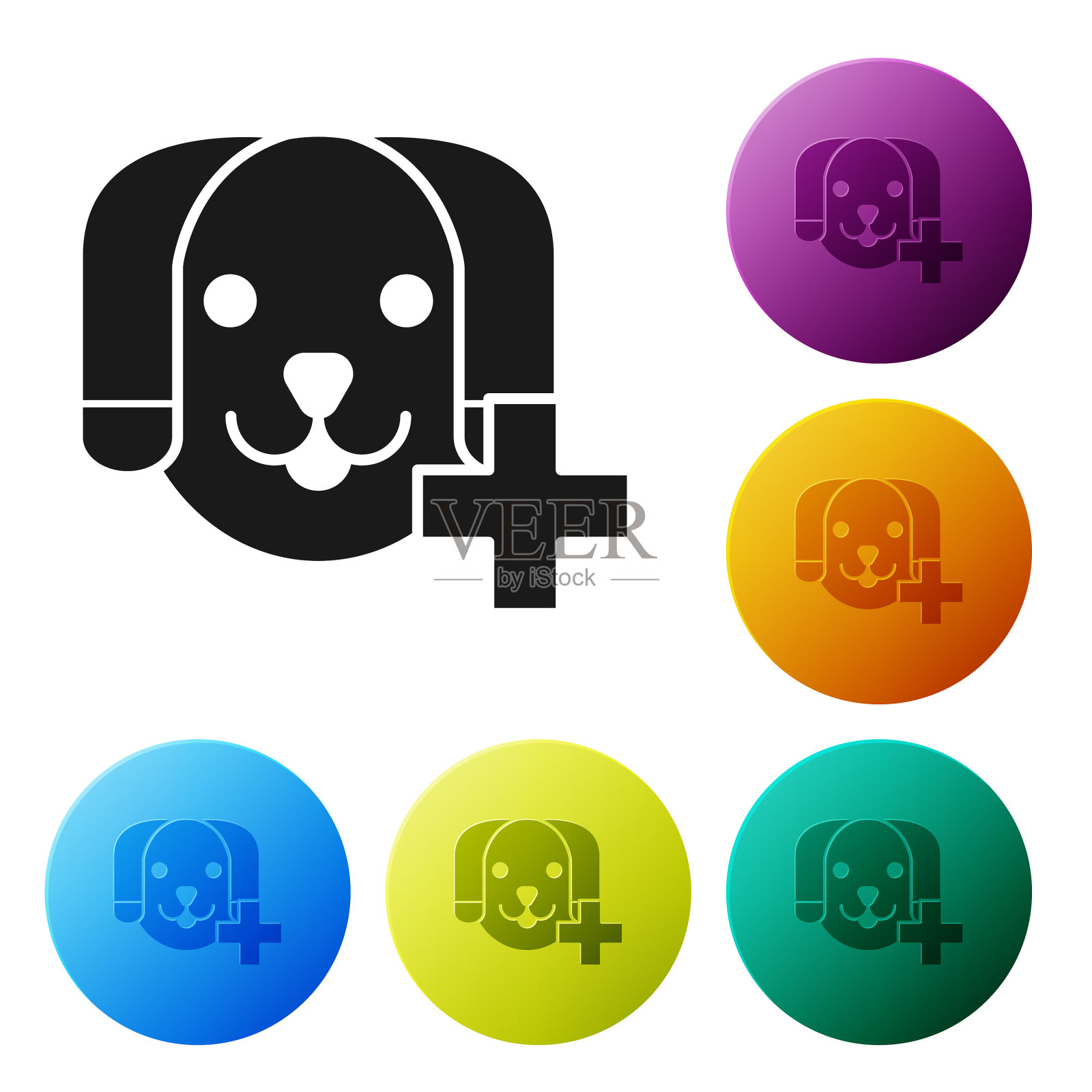 黑色兽医诊所标志图标孤立上图标素材