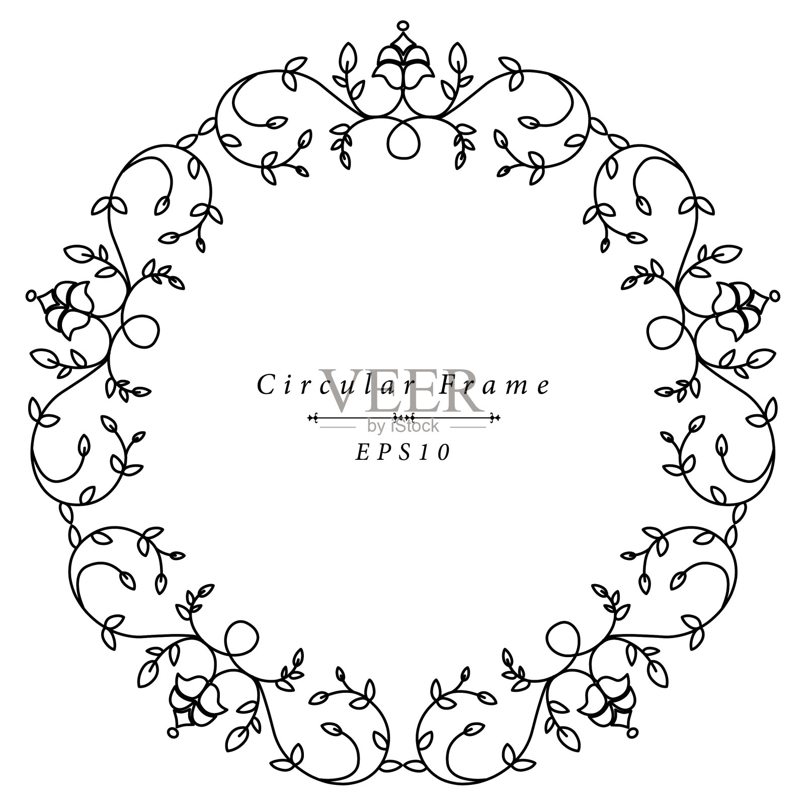 圆形的装饰性古玩框架插画图片素材