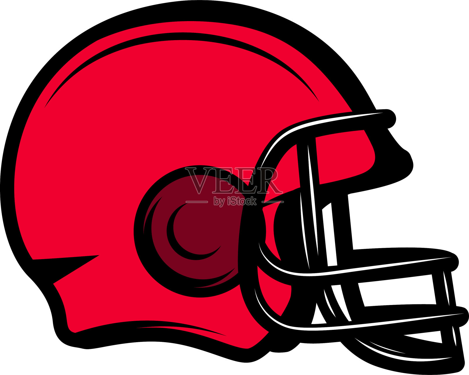 美式橄榄球运动头盔上隔离白色设计元素图片