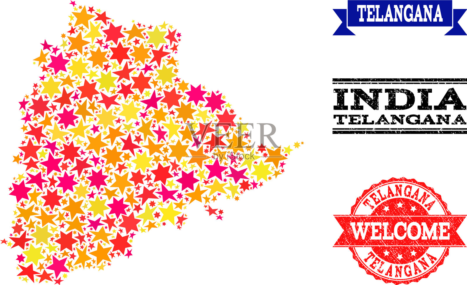 特伦甘纳邦和橡胶星图插画图片素材