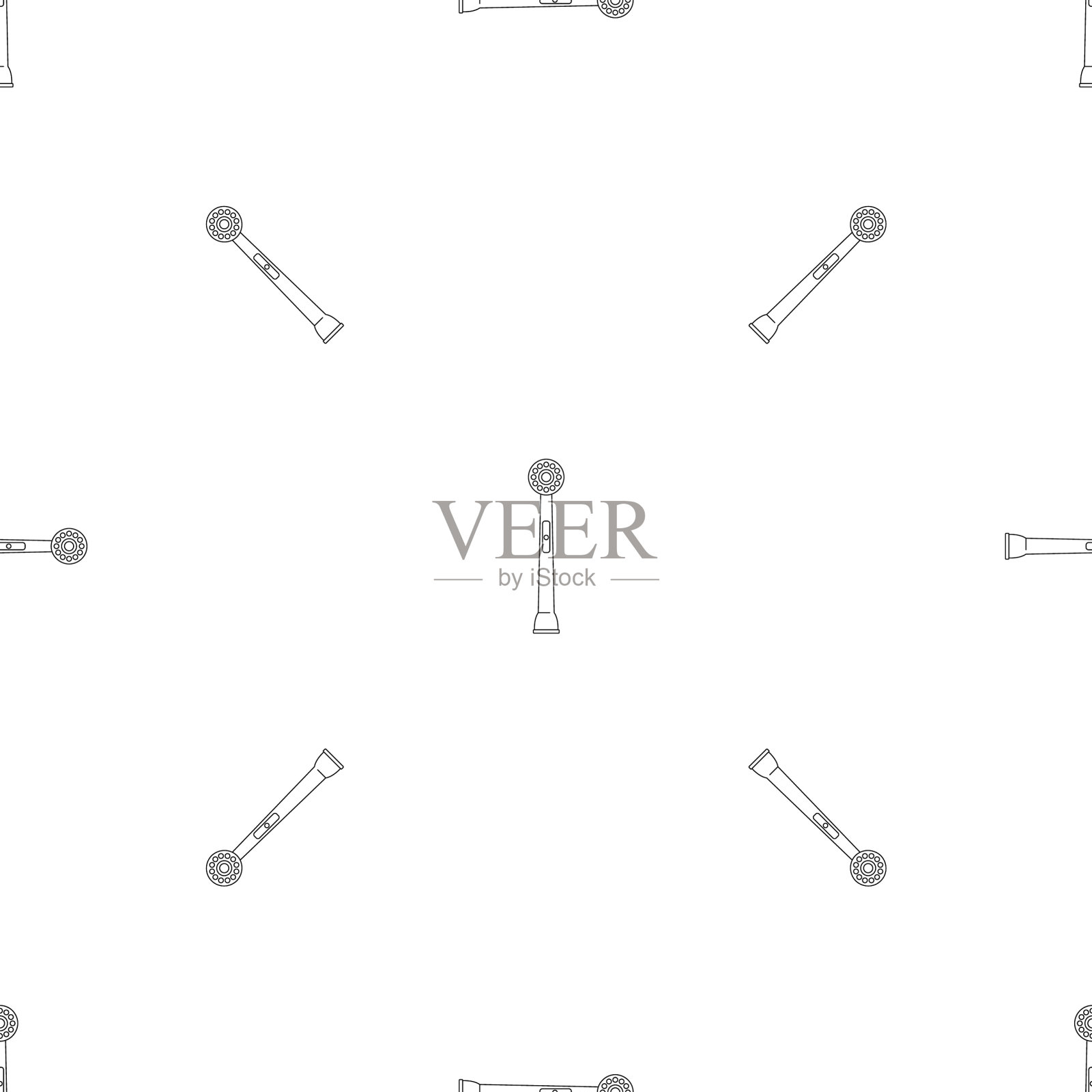 电动牙刷头图标轮廓风格插画图片素材