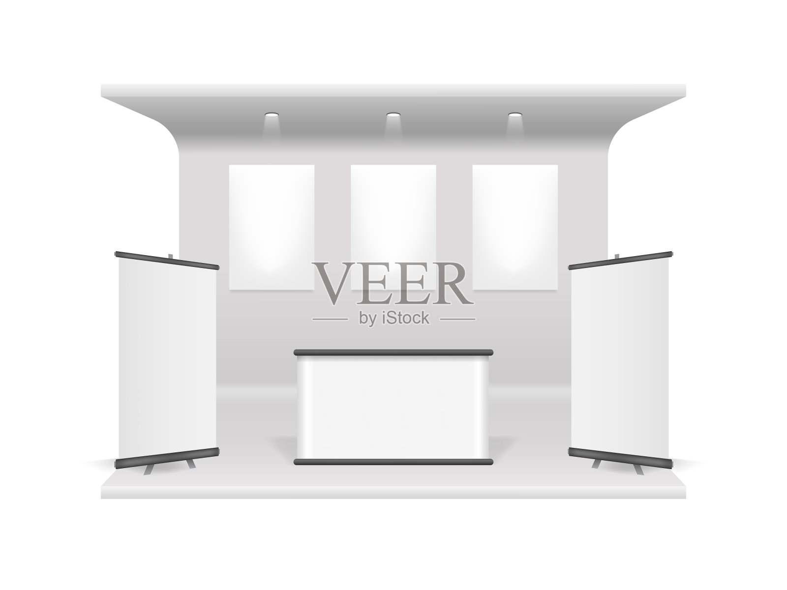 逼真的3d详细的白色空白展台图标素材