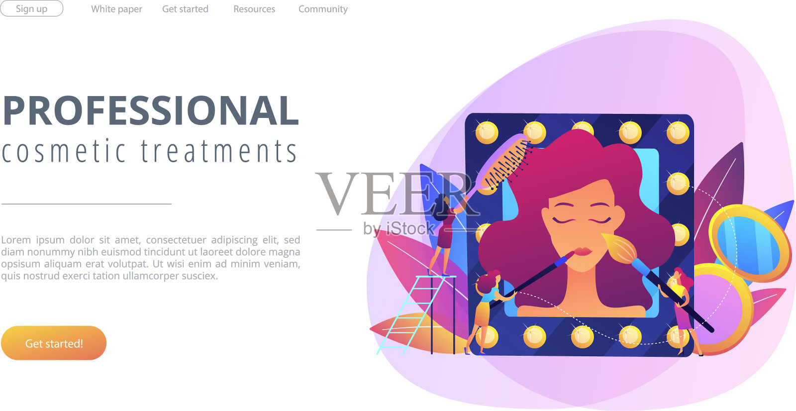 美容院概念登陆页面设计模板素材