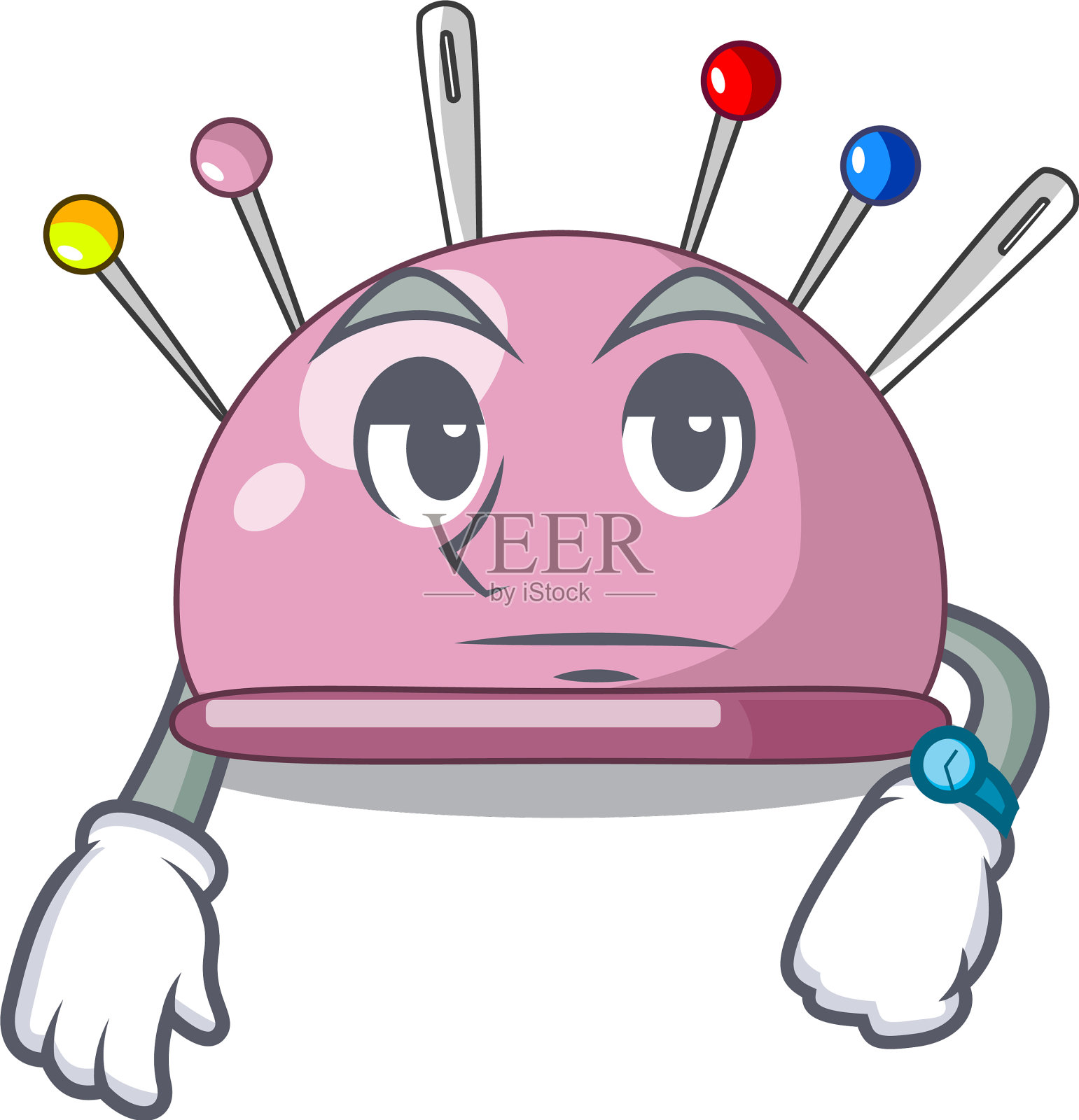 等着把一个卡通大头针缝起来插画图片素材