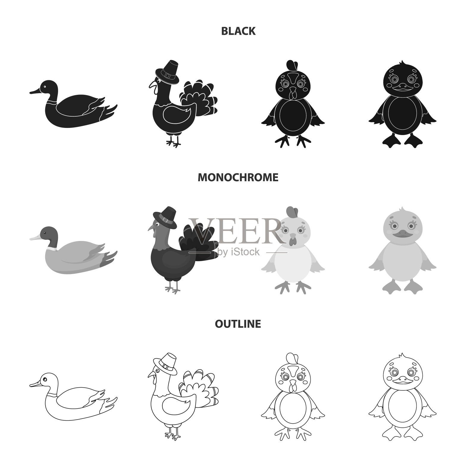 有趣的家禽标志插画图片素材