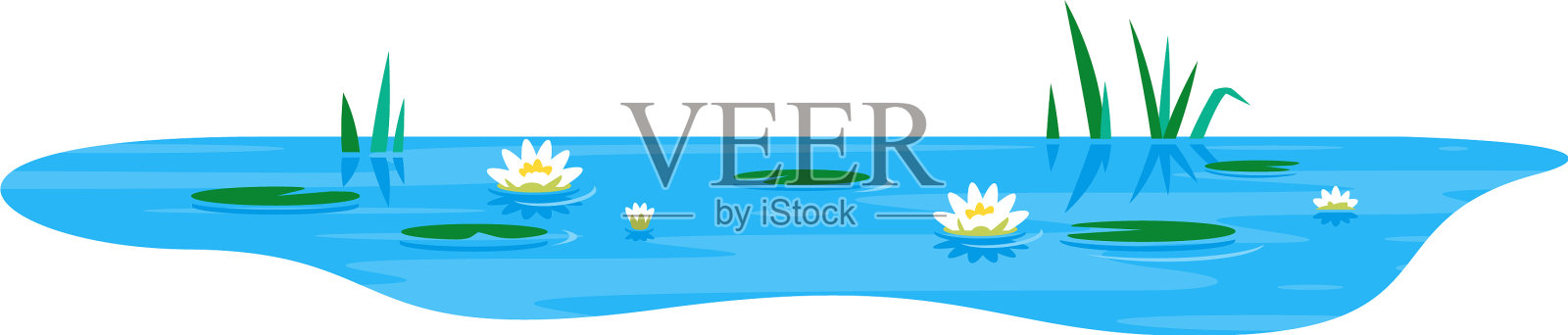 小池塘里有睡莲设计元素图片