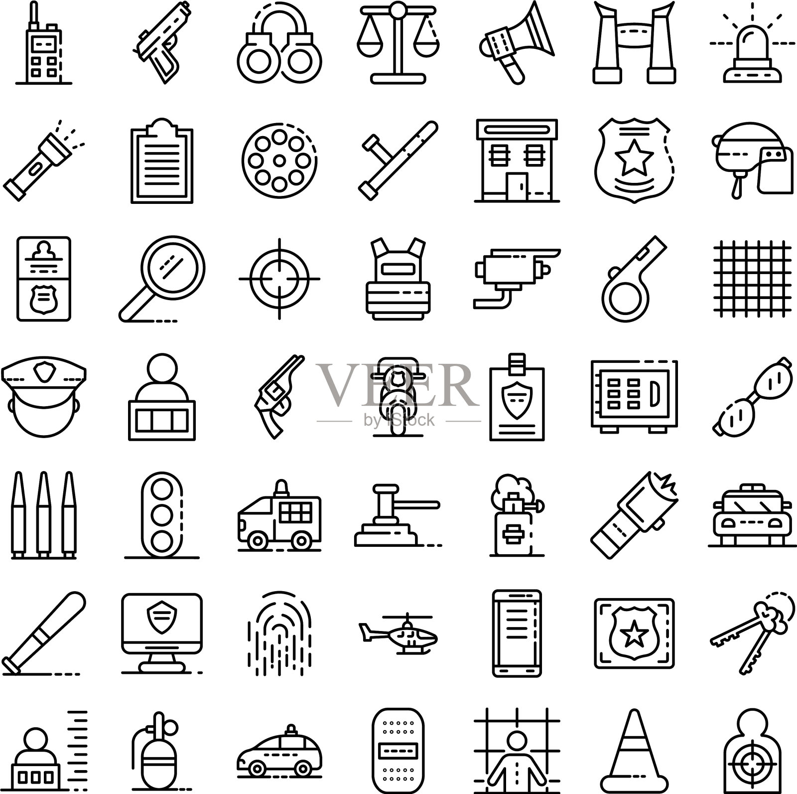 警用设备图标设置轮廓样式图标素材