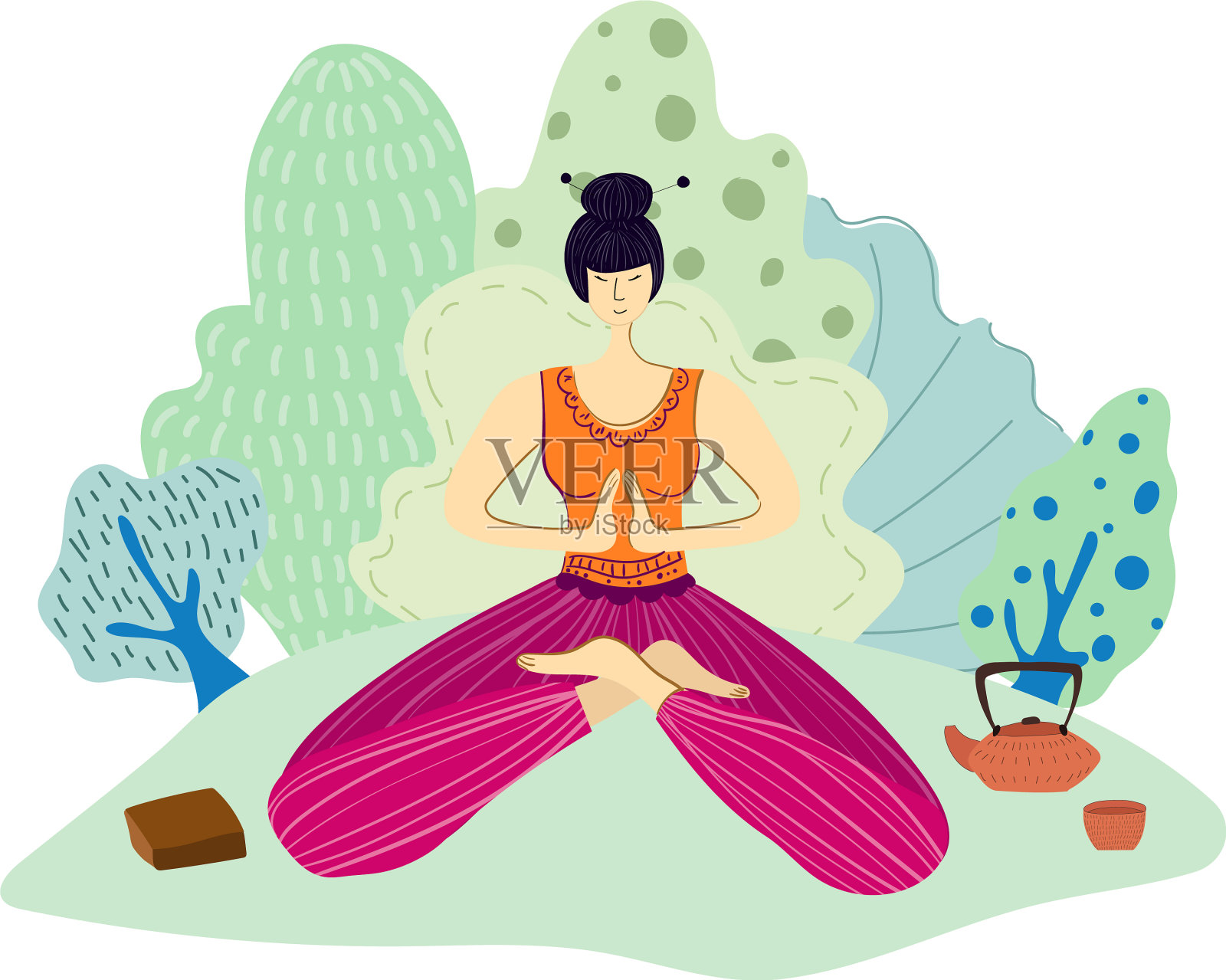 瑜伽的女孩组设计元素图片