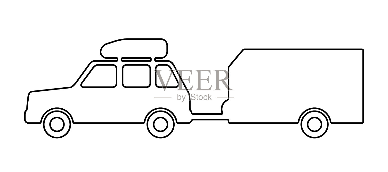 带拖车的客车设计元素图片
