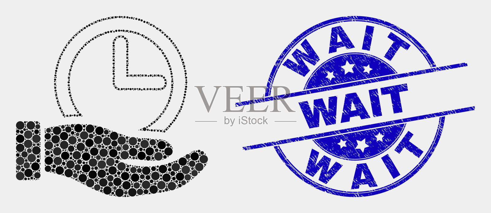 像素时间服务手图标和垃圾插画图片素材