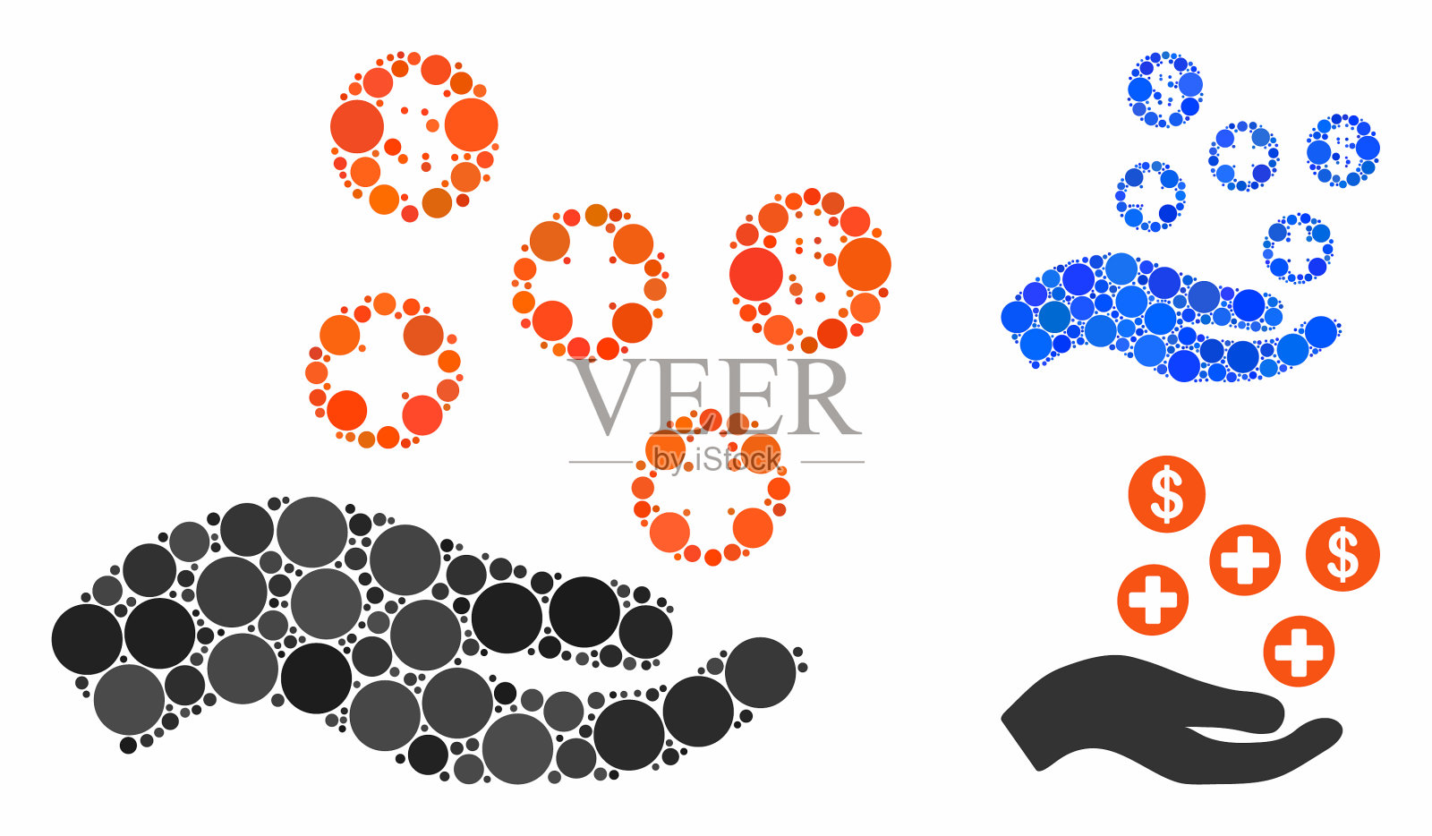 手提供医疗服务马赛克图标球体插画图片素材