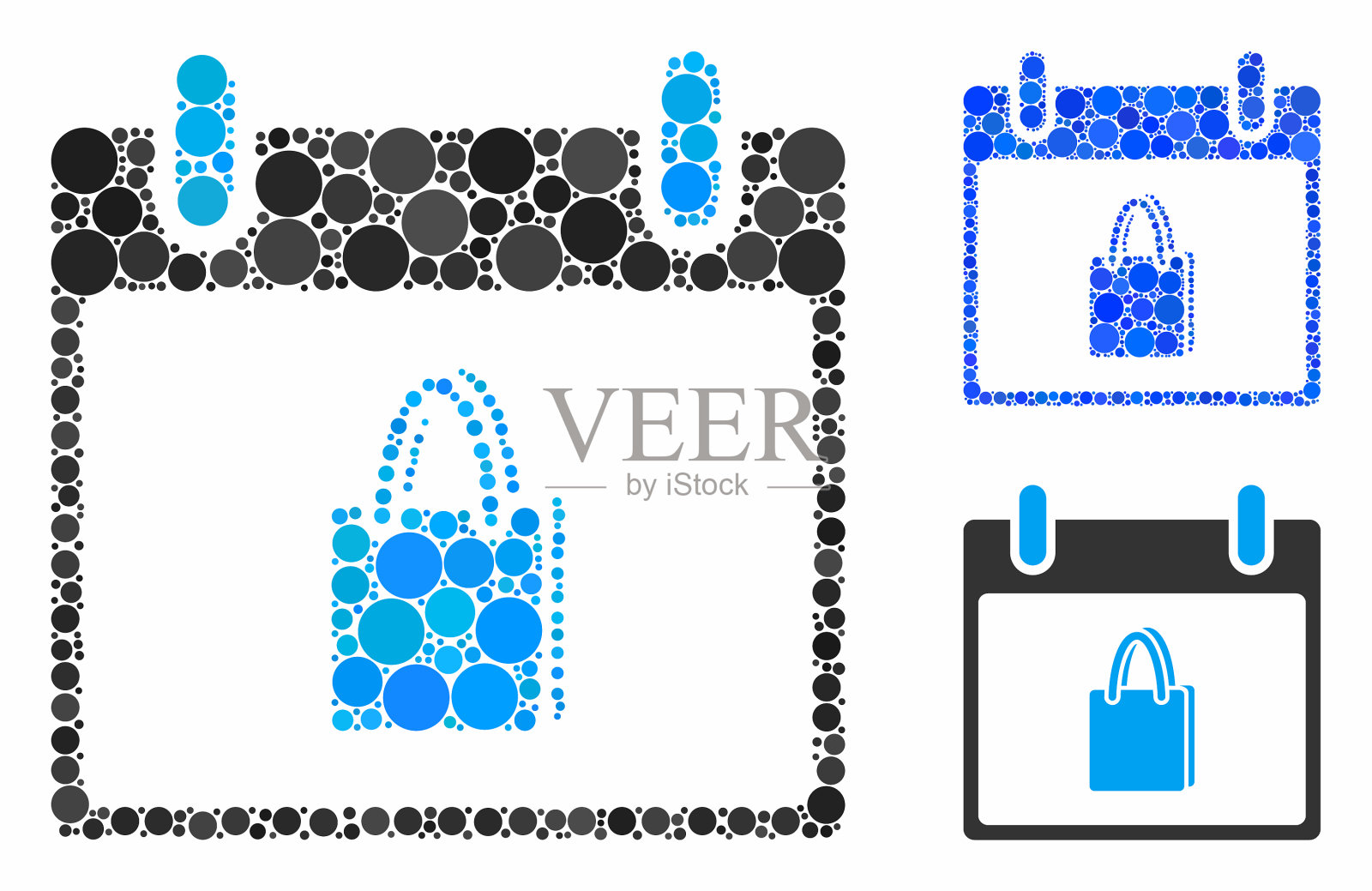 购物袋日历日组成图标插画图片素材