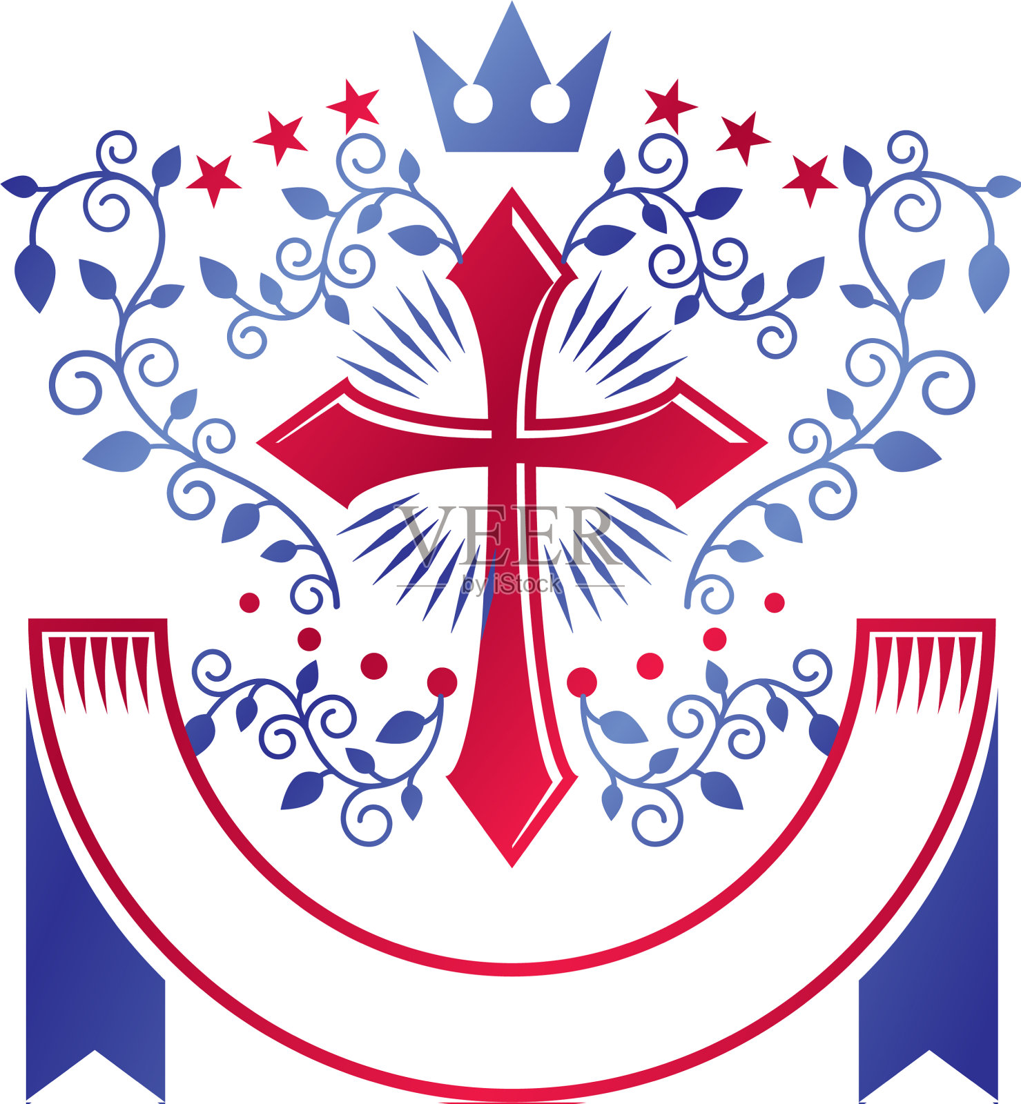 十字宗教图形徽章创建使用设计元素图片