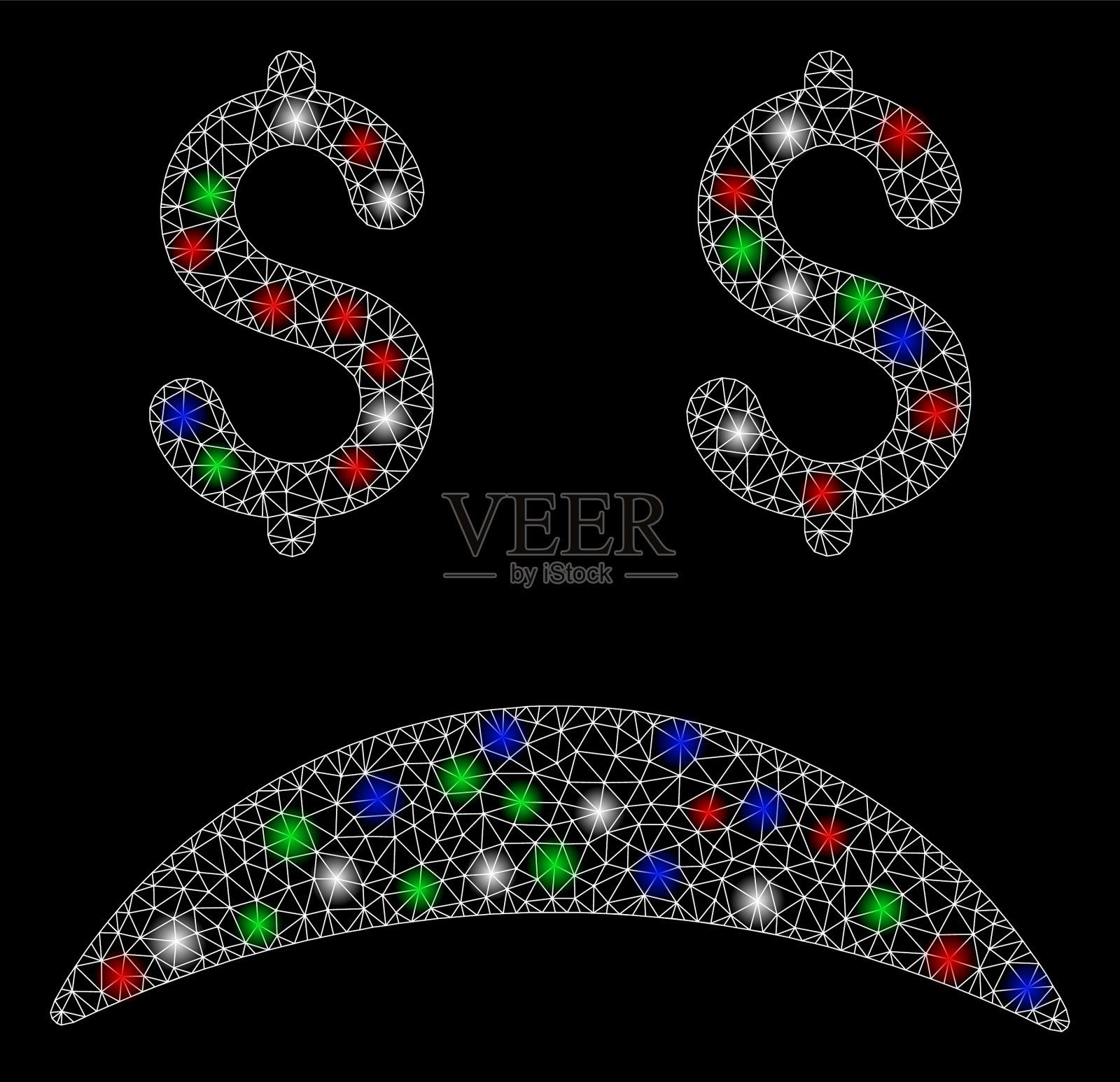 明亮的网丝框架破产悲伤的情绪与插画图片素材