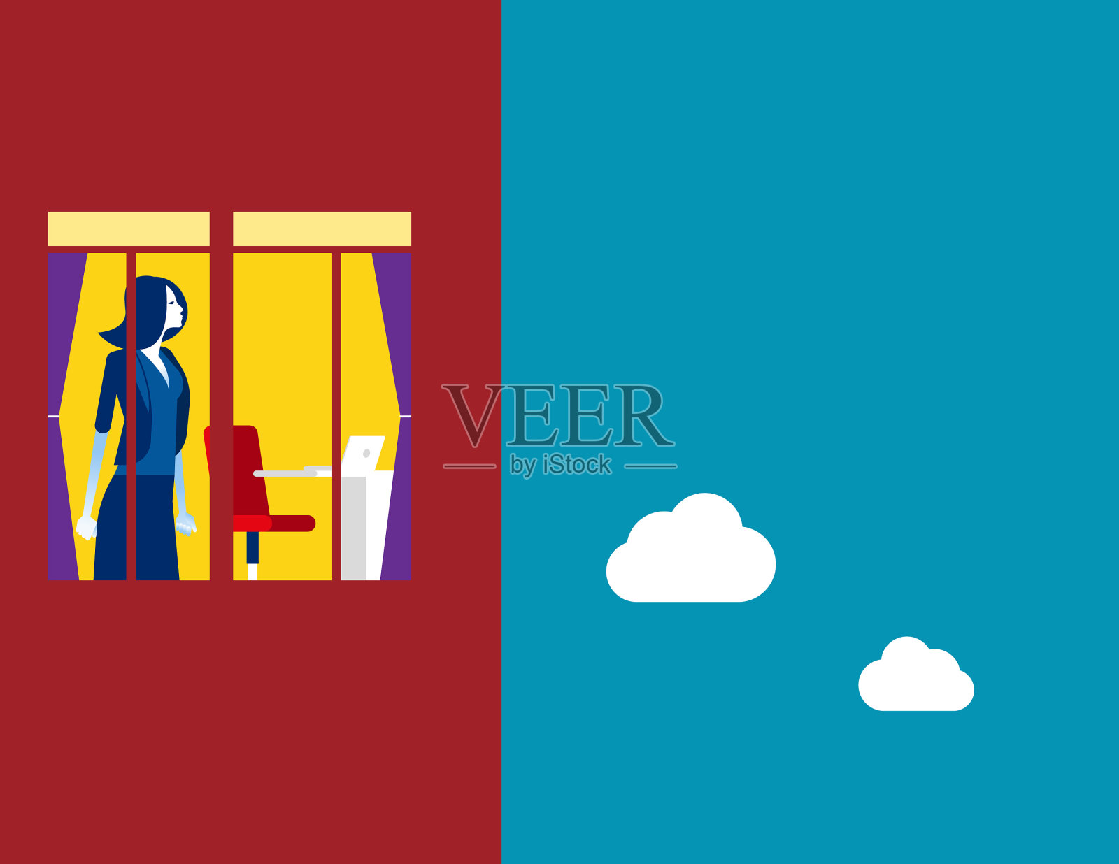 寻求自由理念的女商人插画图片素材