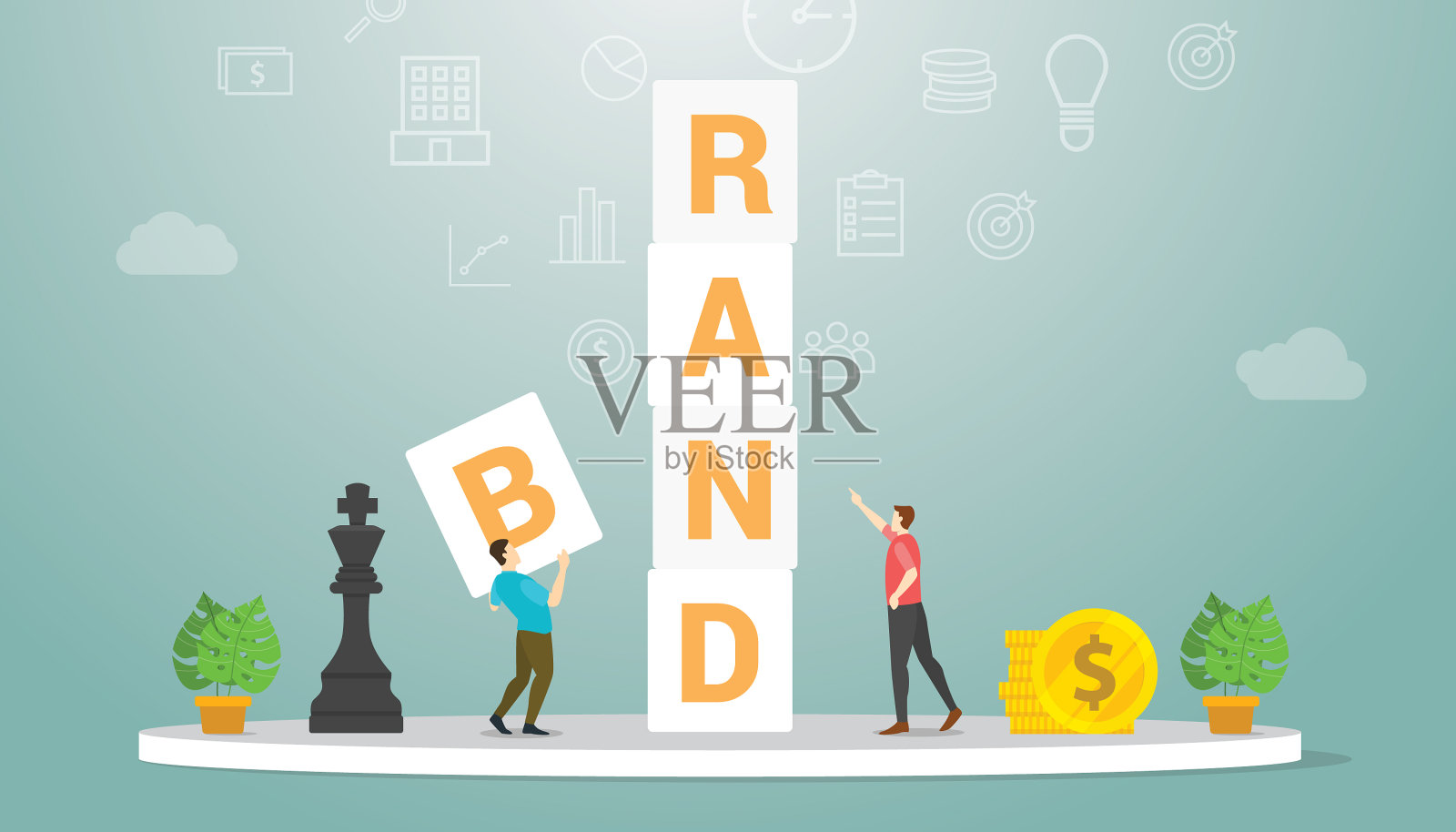 品牌发展与团队人员战略相结合插画图片素材