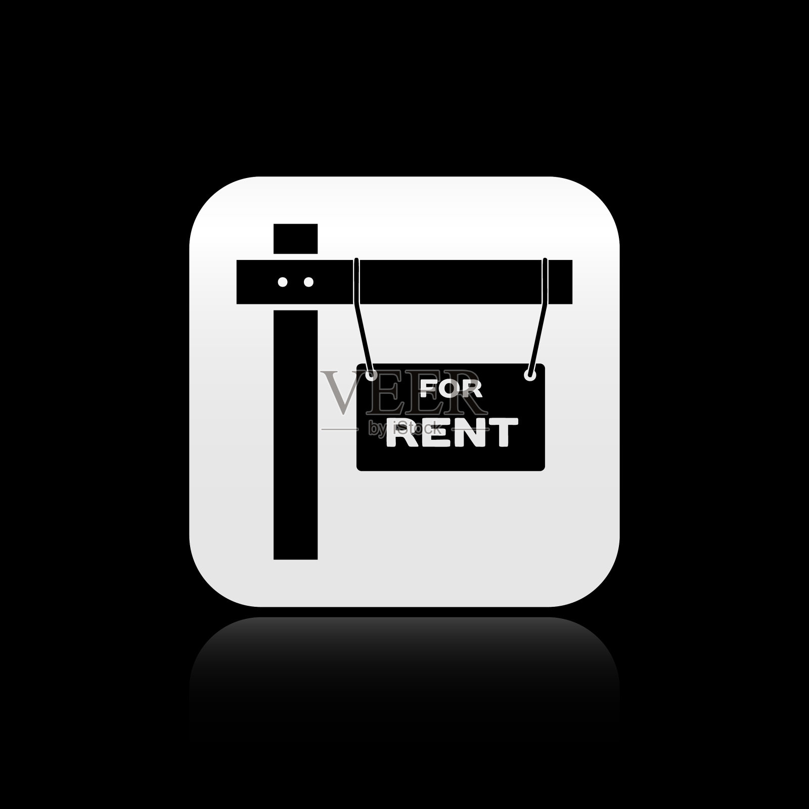 黑色悬挂标志与文字租赁图标插画图片素材