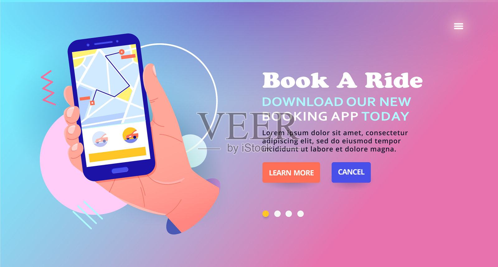 在手机应用的横幅设计中订车插画图片素材