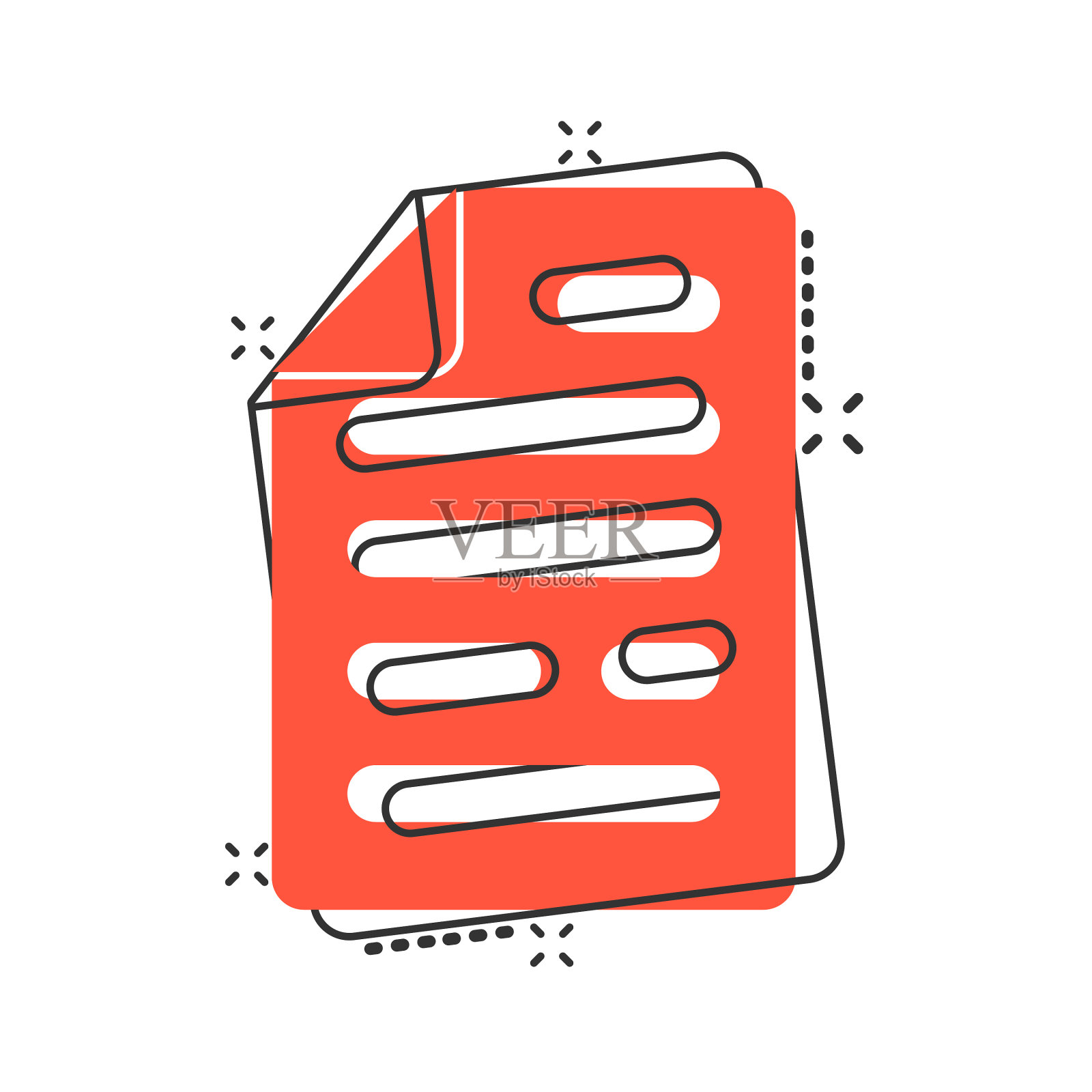 文档注释图标在漫画风格的纸表插画图片素材